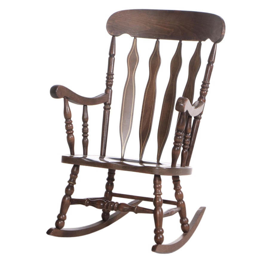 American Colonial Style Pine Rocking Chair, Mid to Late 20th Century