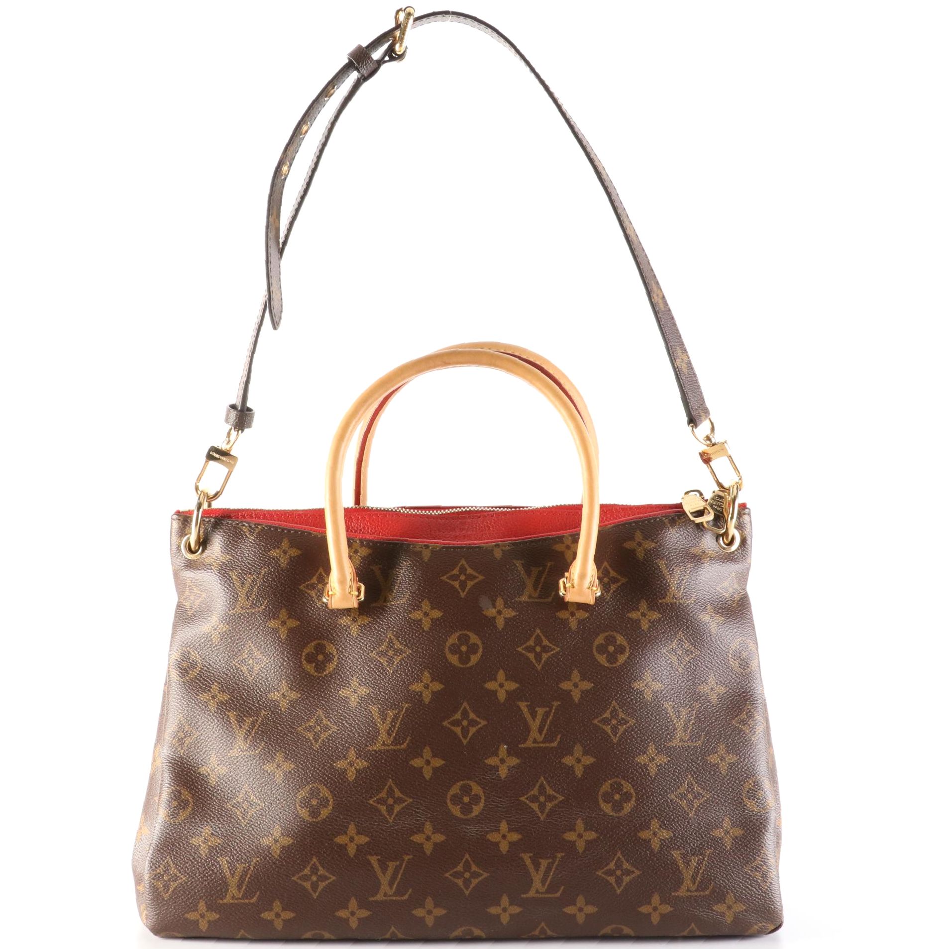 Louis Vuitton Medium Pallas Handbag in Monogram Canvas and Vachetta Leather