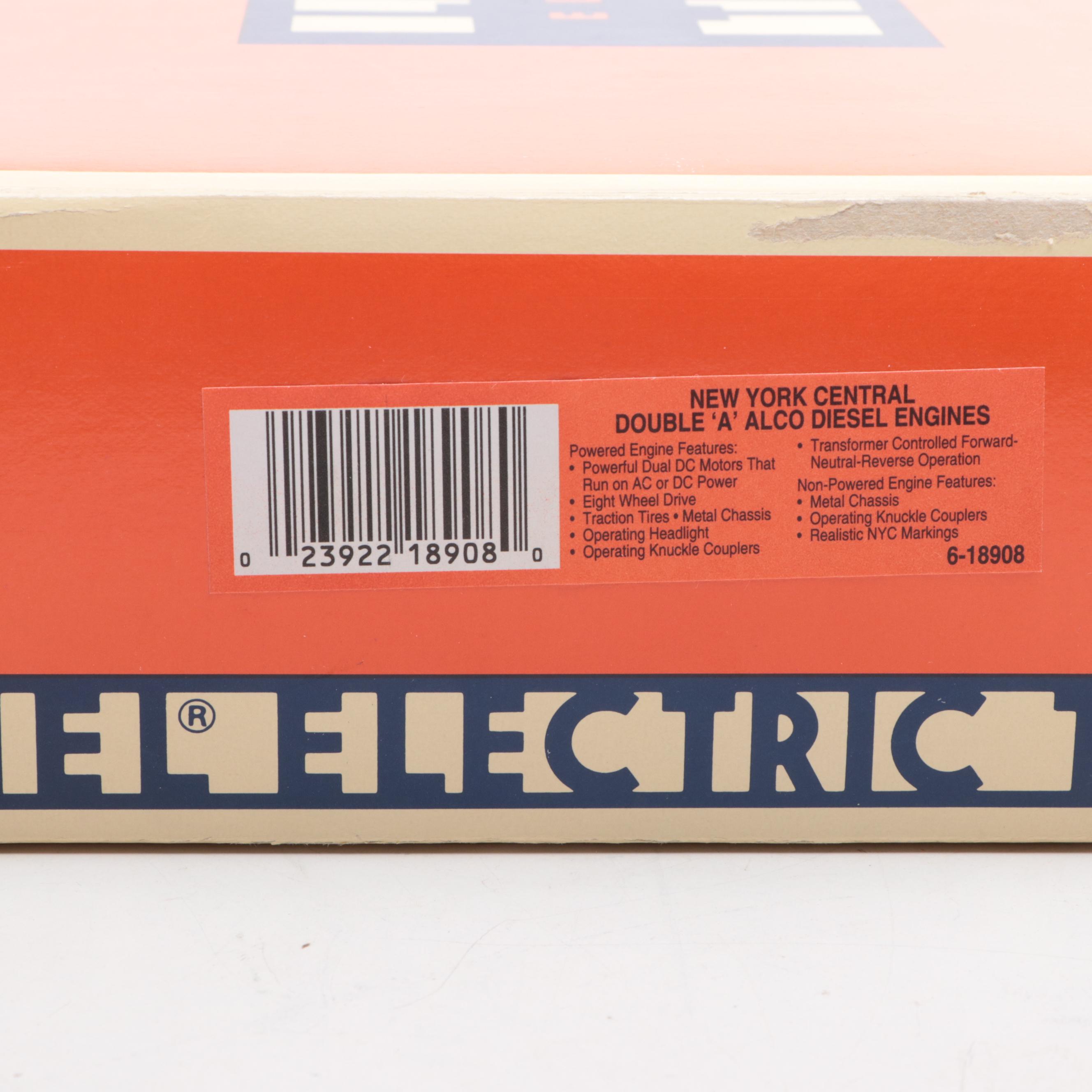 Lionel Trains New York Central Double "A" Alco Diesel Engines, Late 20th Century