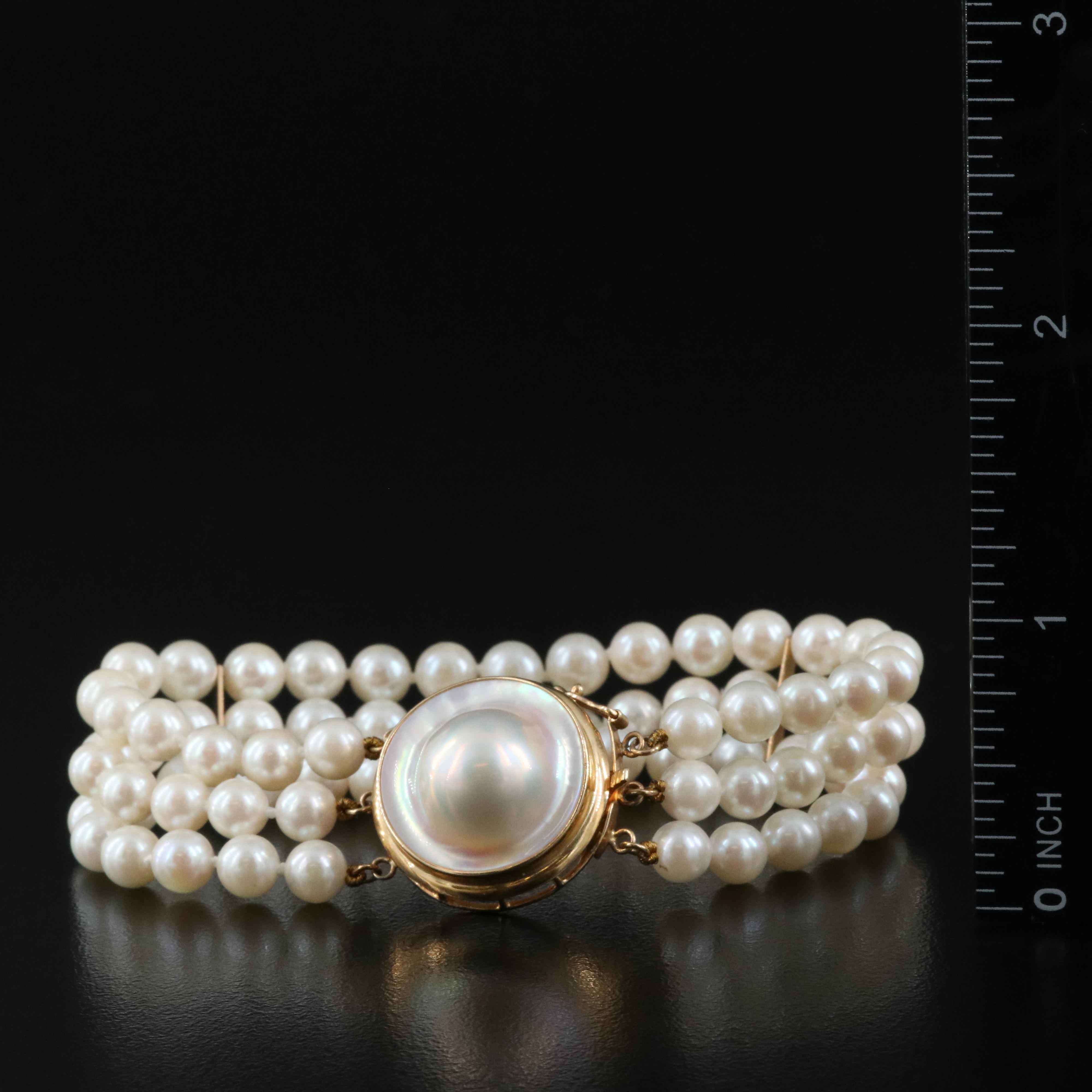 14K Pearl Triple-Strand Bracelet