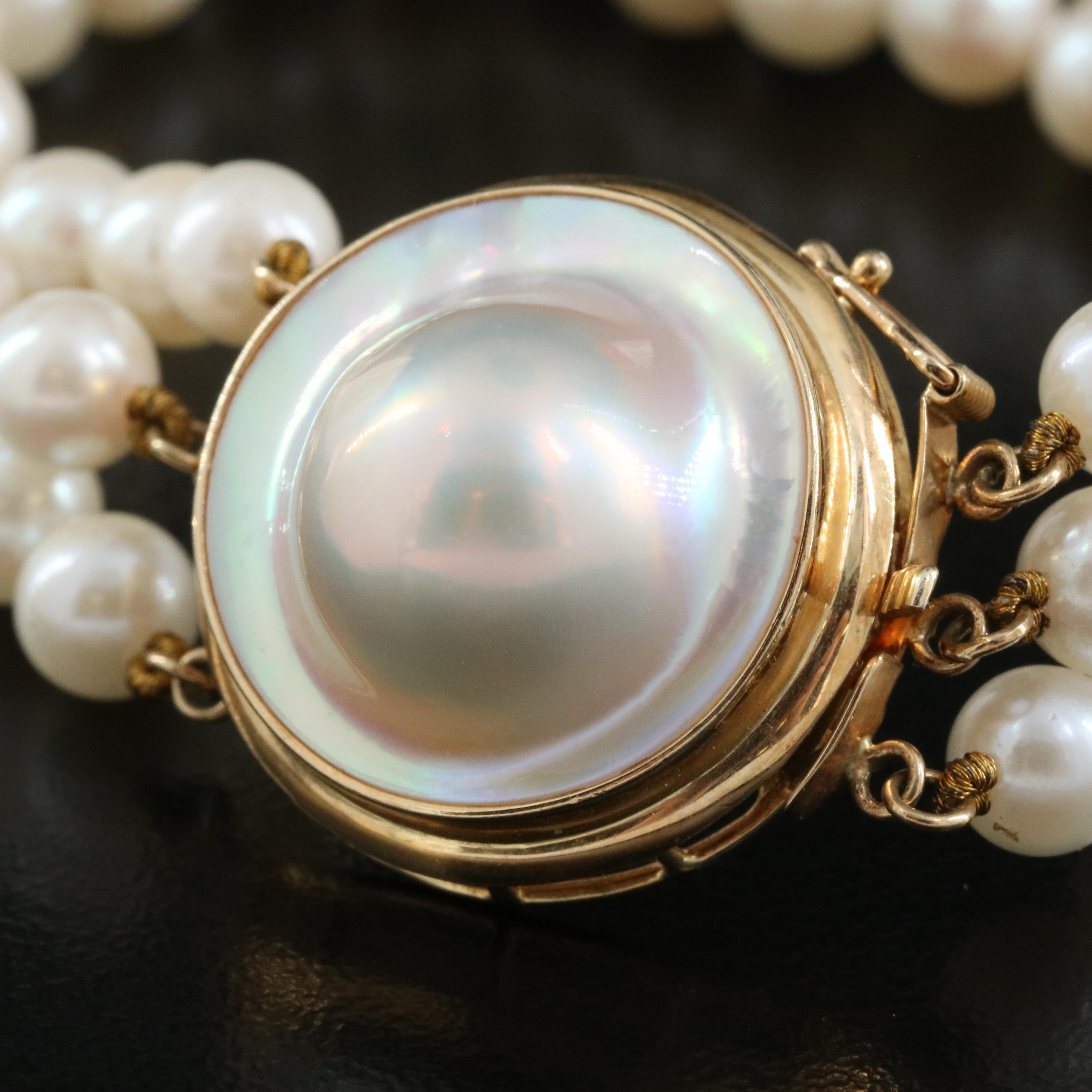 14K Pearl Triple-Strand Bracelet