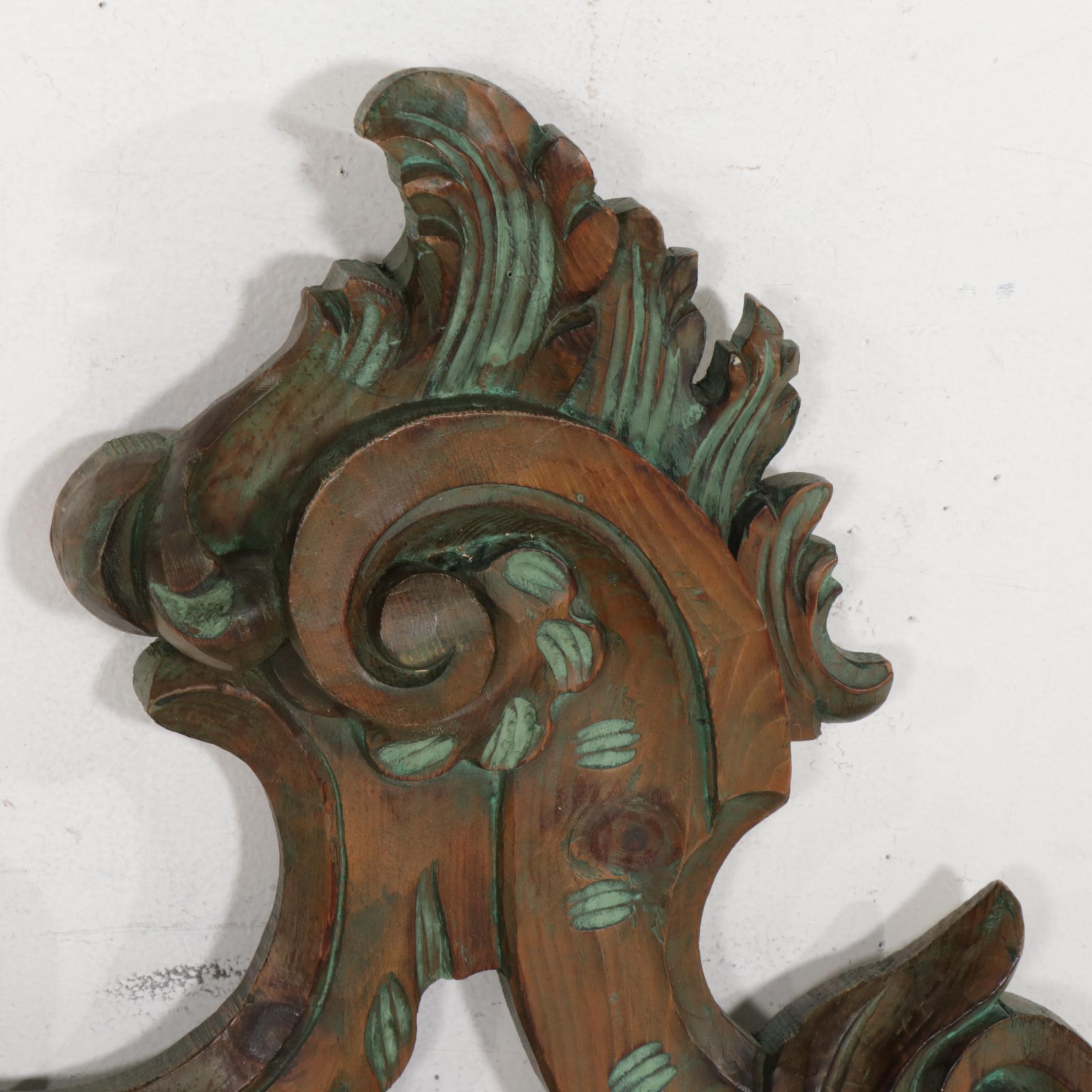 Rococo Style Three-Arm Electric Candle Sconce, Mid-20th Century