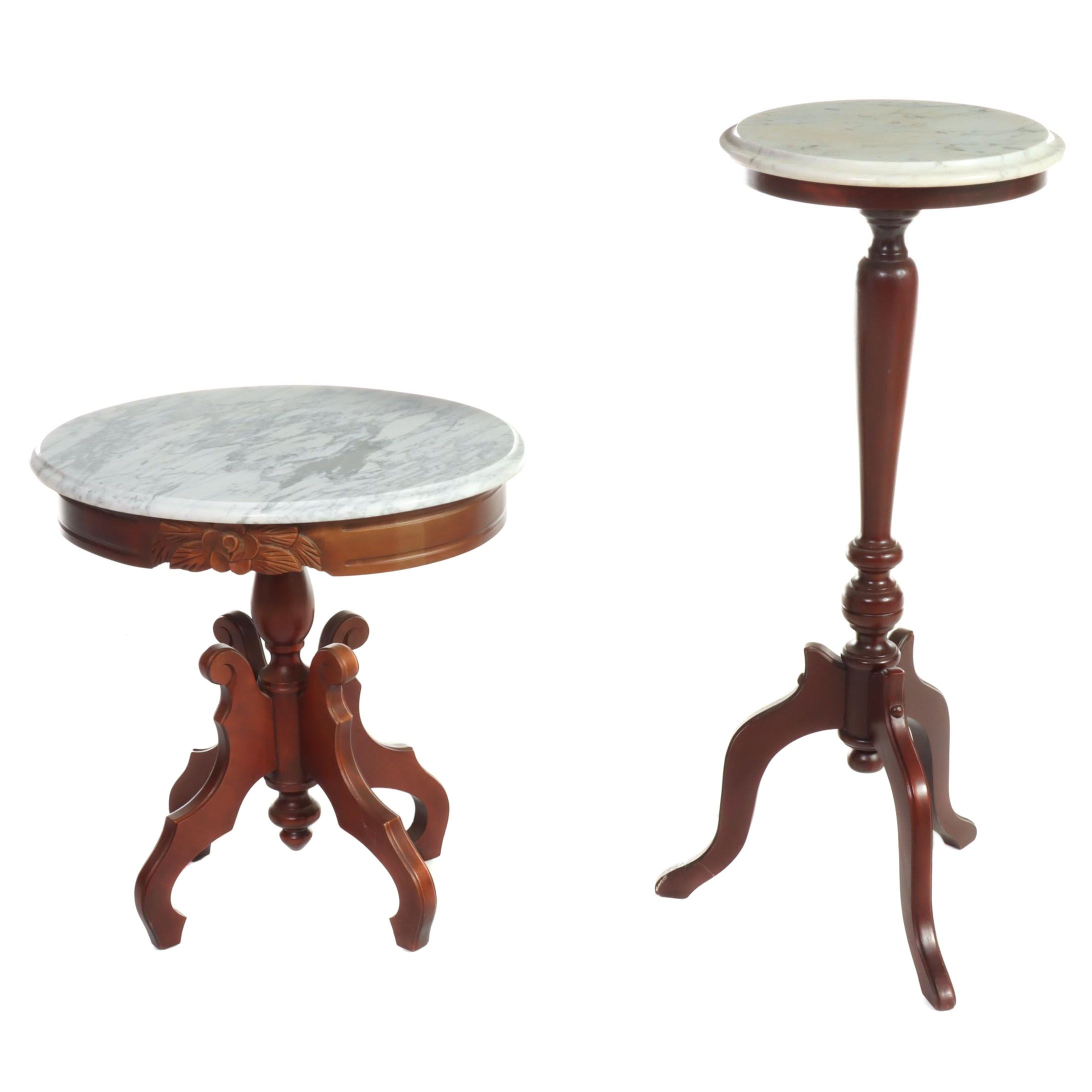 Kimball Victorian Style Marble-Top Pedestal with Other Coffee Table