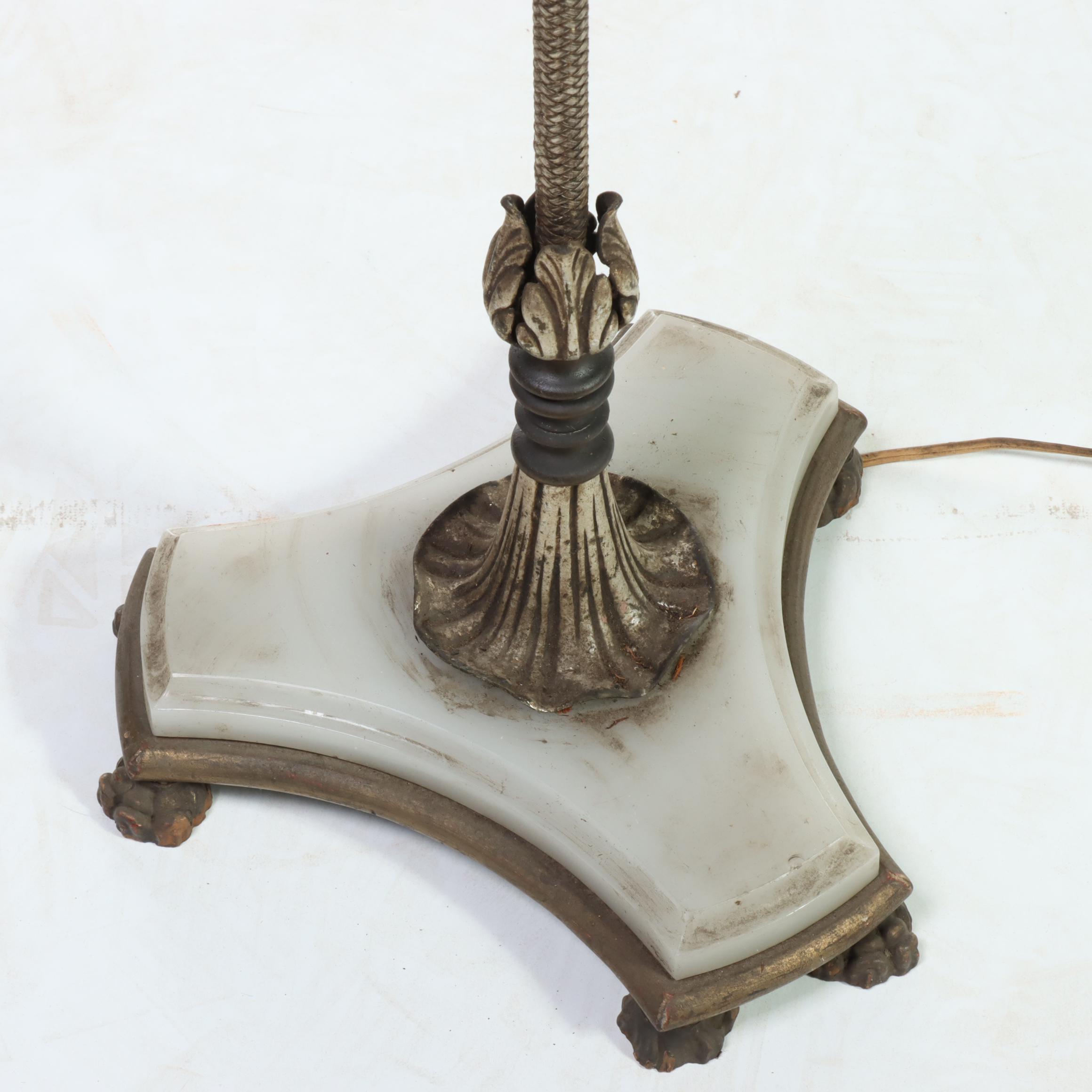 Neoclassical Style Metal and Marble Floor Lamp, Early to Mid-20th Century