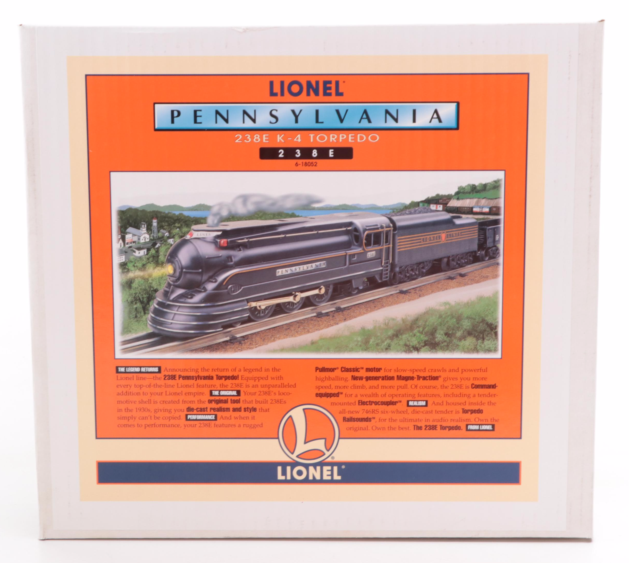 Lionel Trains Pennsylvania 238E K-4 Torpedo Steam Locomotive with Car