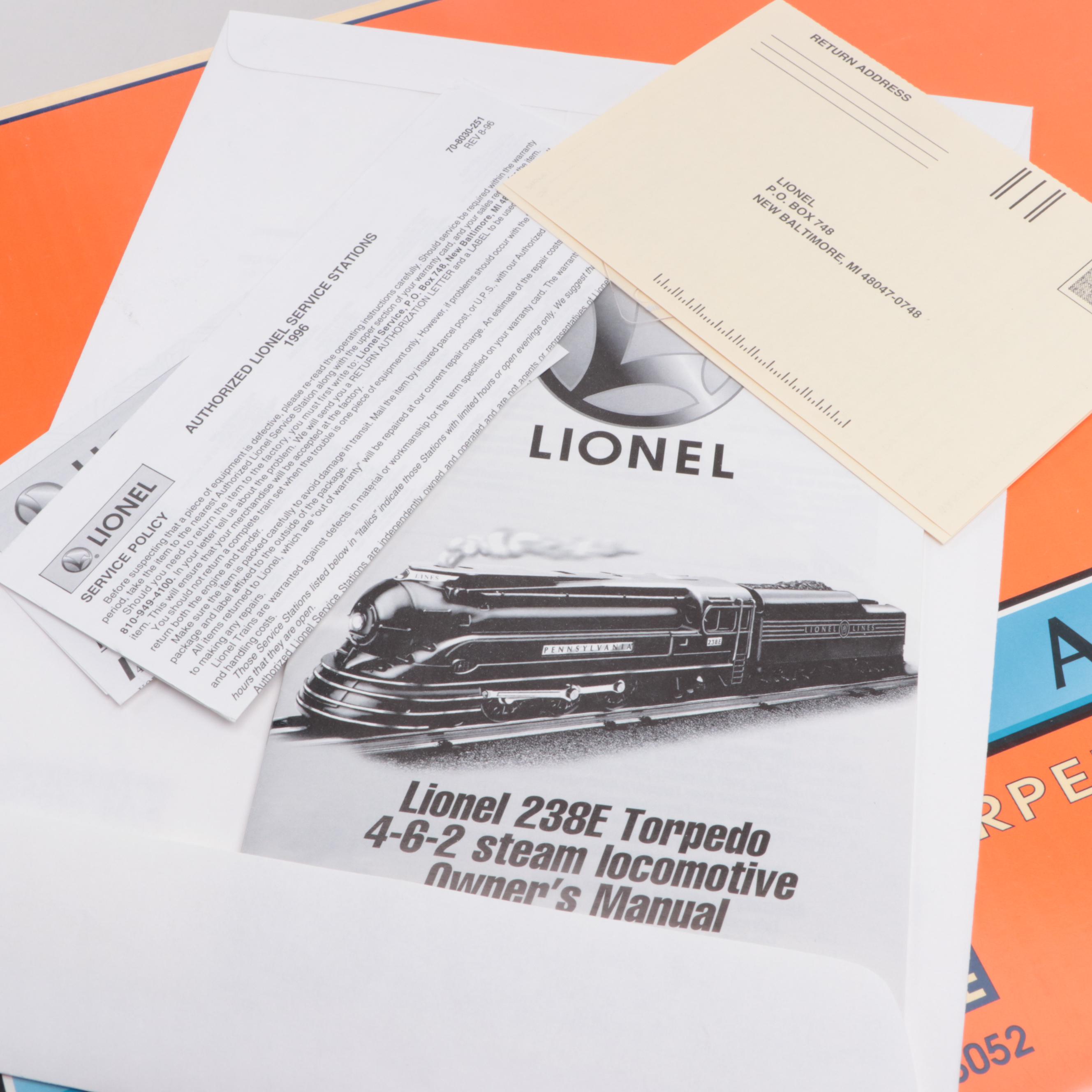 Lionel Trains Pennsylvania 238E K-4 Torpedo Steam Locomotive with Car