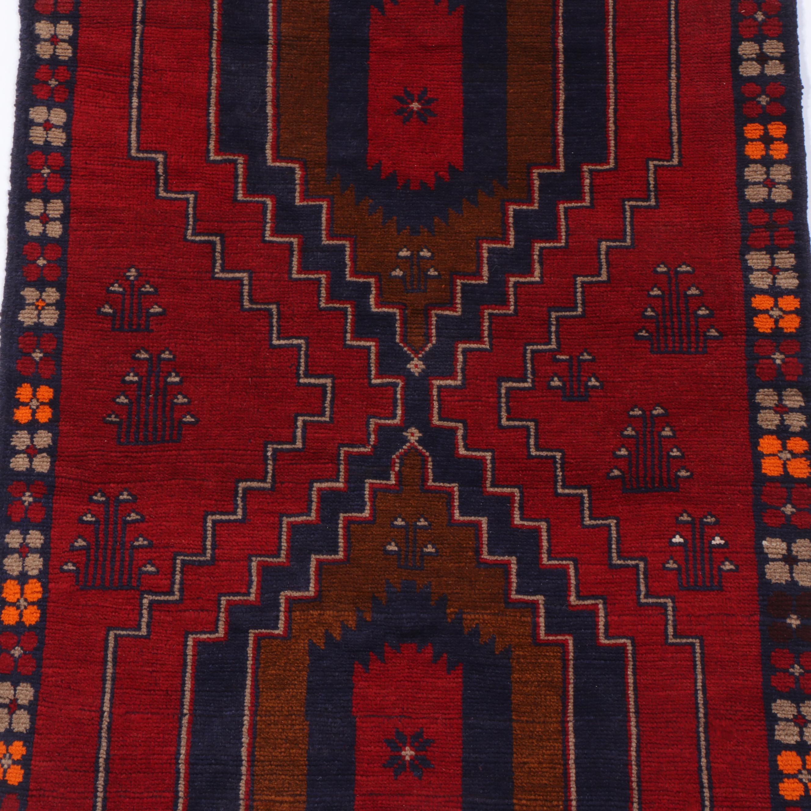 2'5 x 3'10 Hand-Knotted Afghan Baluch Teimani Accent Rug