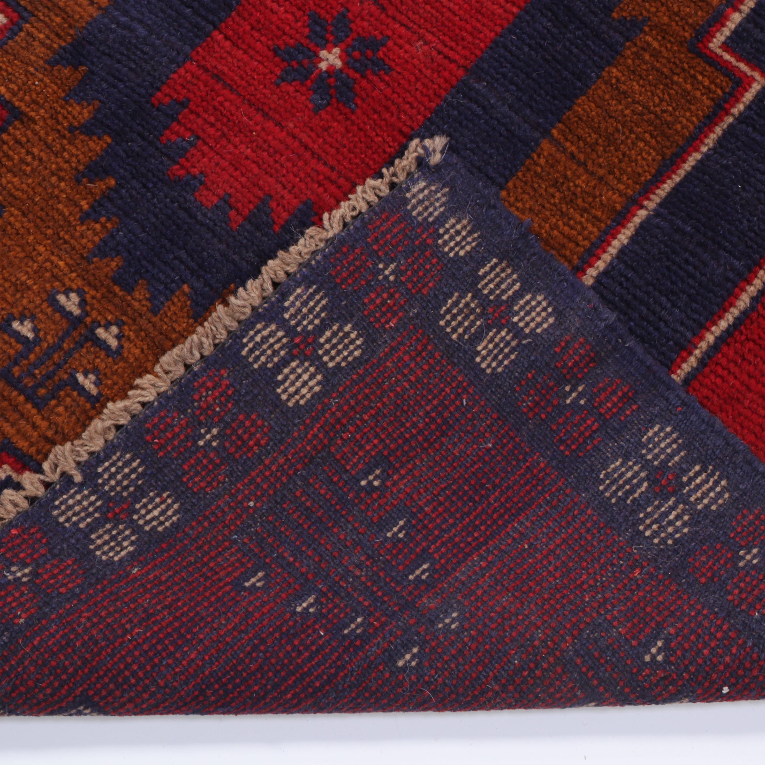 2'5 x 3'10 Hand-Knotted Afghan Baluch Teimani Accent Rug