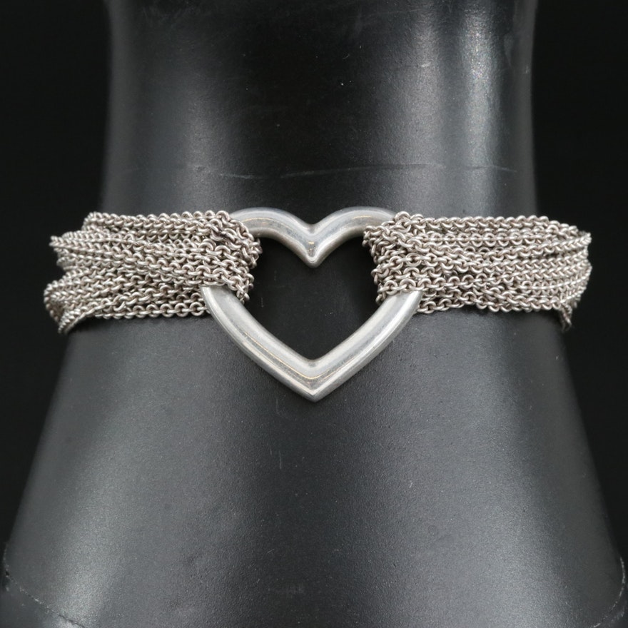Tiffany & Co. Sterling Multi-Strand Heart Bracelet