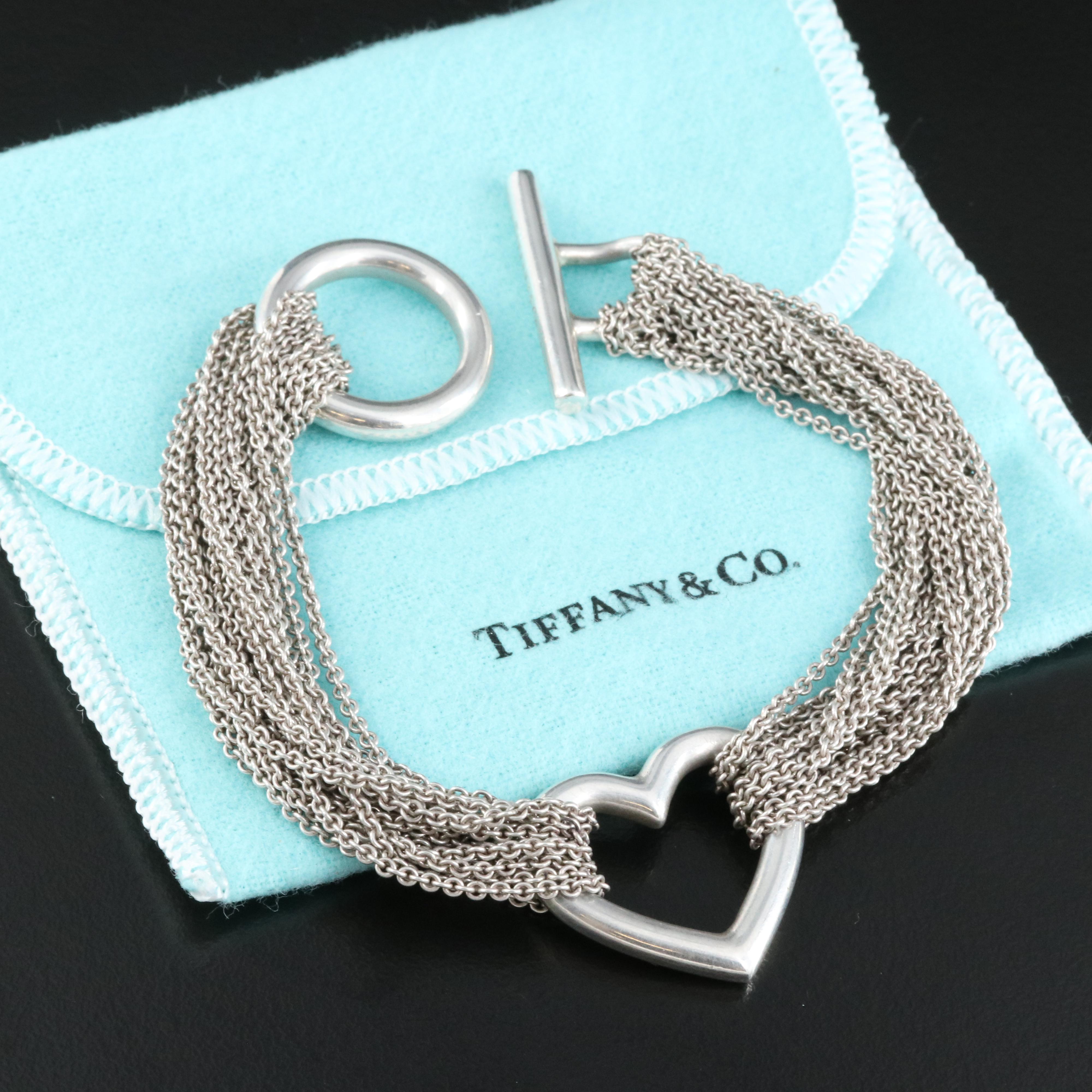 Tiffany & Co. Sterling Multi-Strand Heart Bracelet