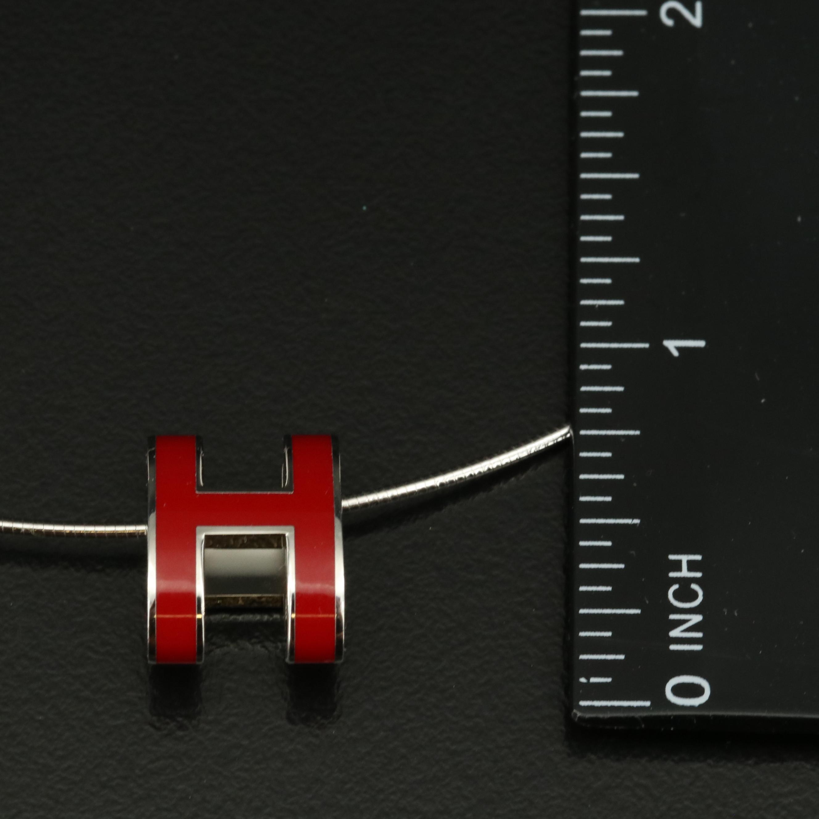 Hermès Pop H Enamel Slide Pendant on Sterling Chain Necklace