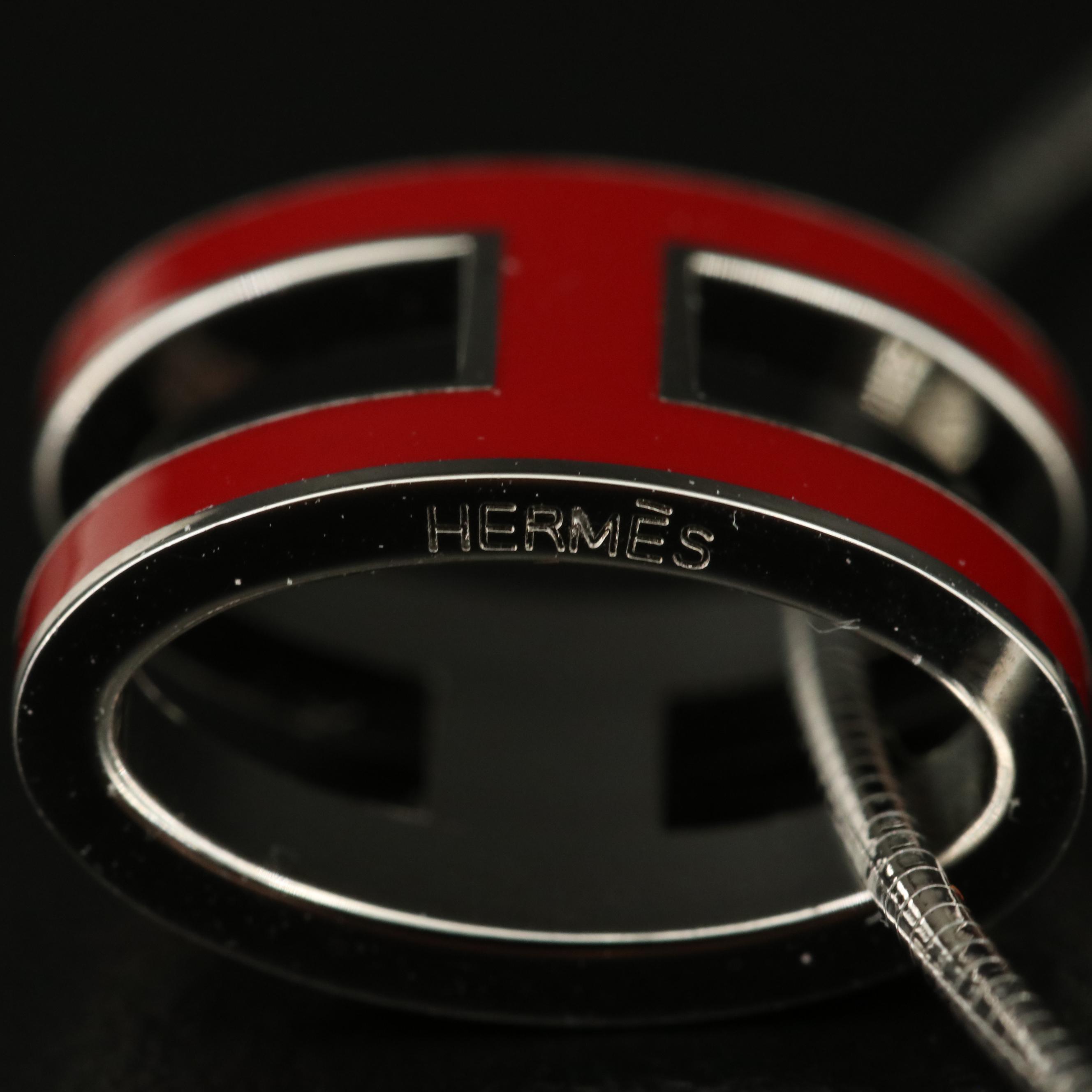 Hermès Pop H Enamel Slide Pendant on Sterling Chain Necklace