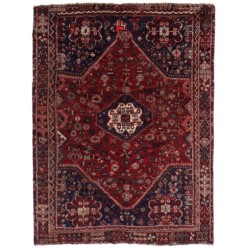 6'9 x 9'3 Hand-Knotted Persian Abadeh Area Rug