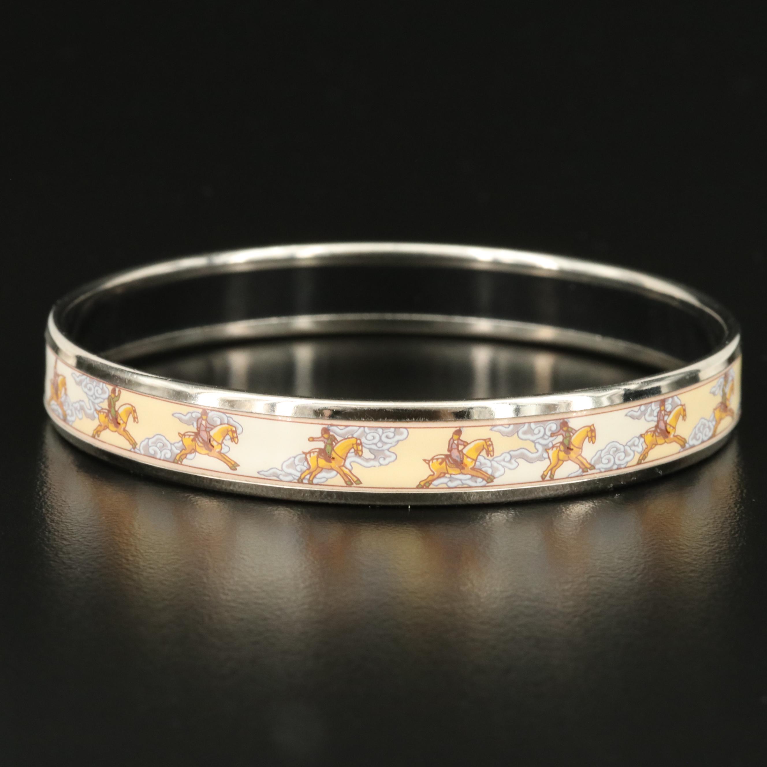 Hermès "Galop Volant" Narrow Enamel Bangle with Box