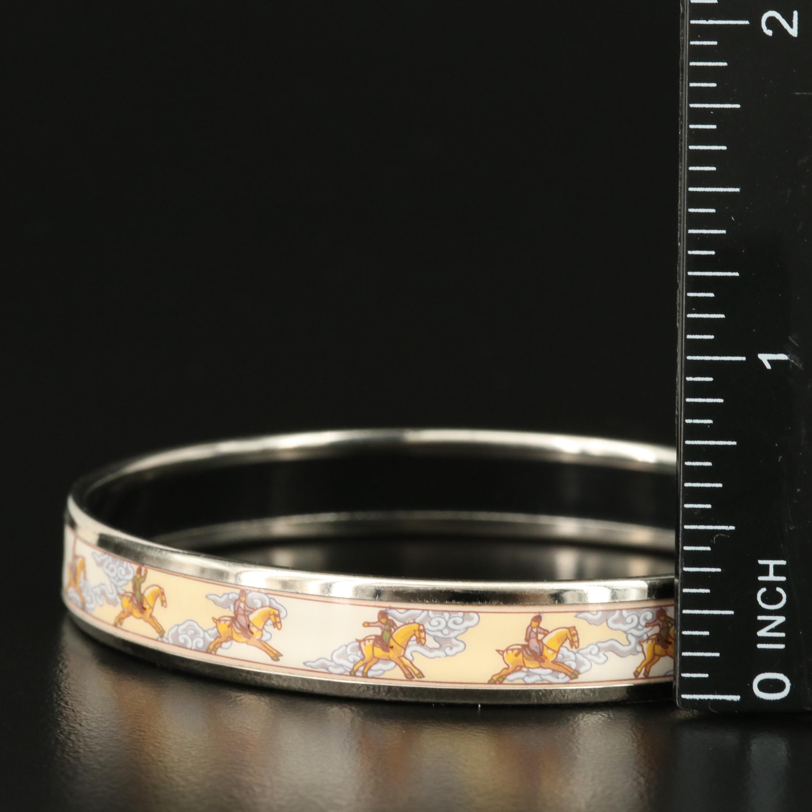 Hermès "Galop Volant" Narrow Enamel Bangle with Box