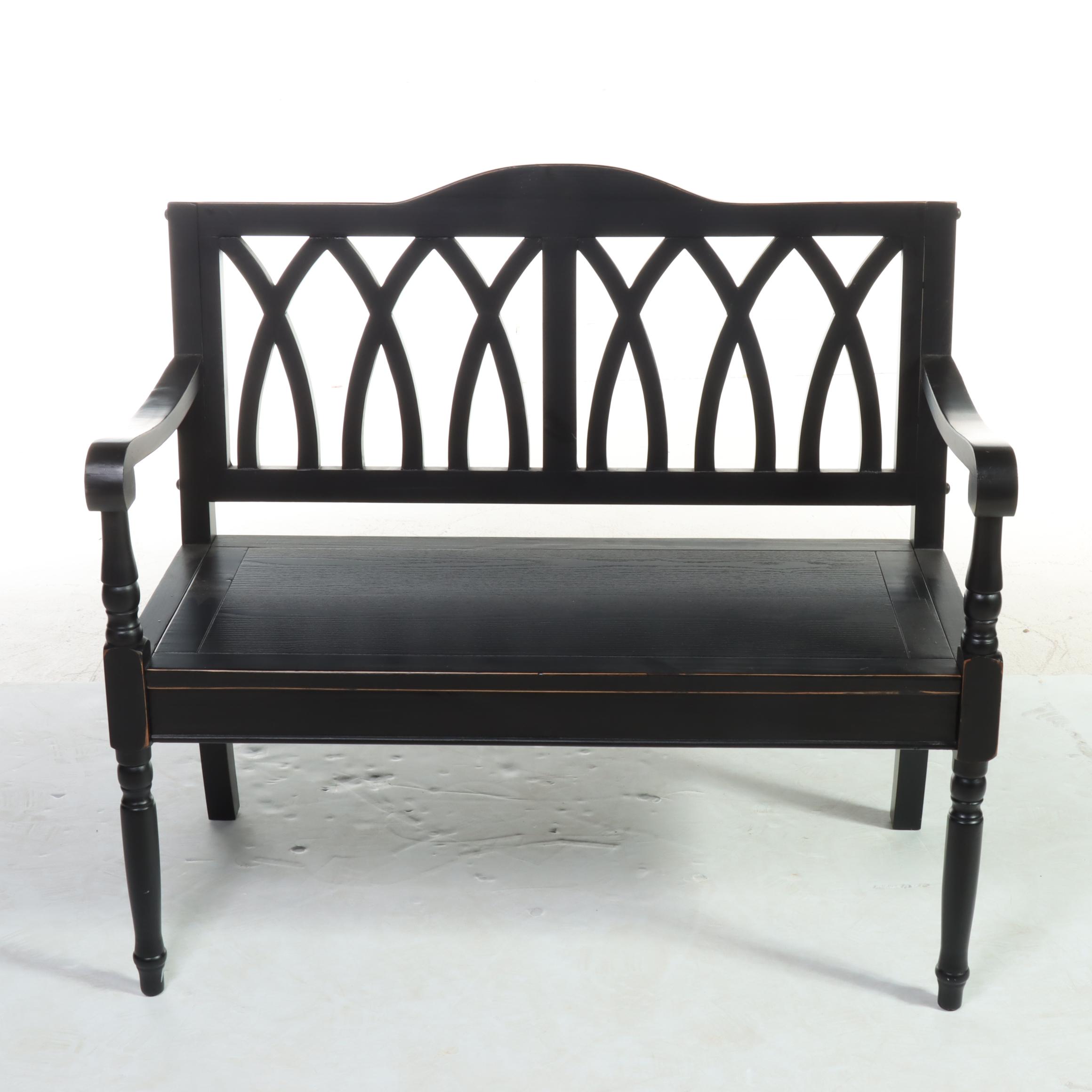 Contemporary Ebonized Wood Settee