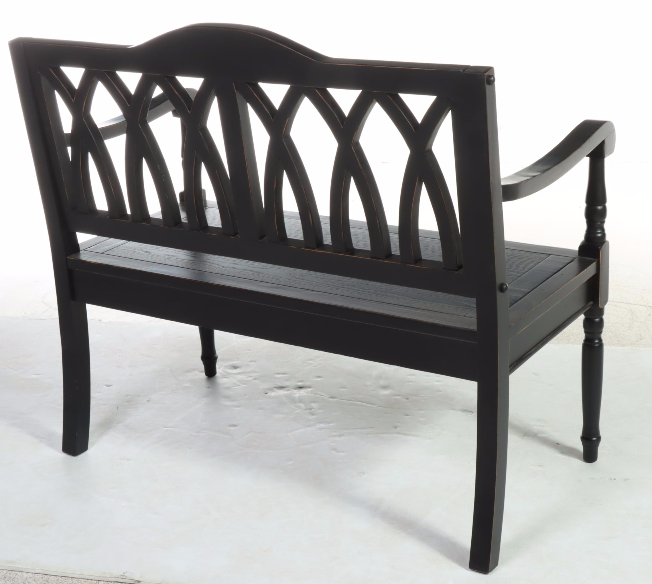 Contemporary Ebonized Wood Settee