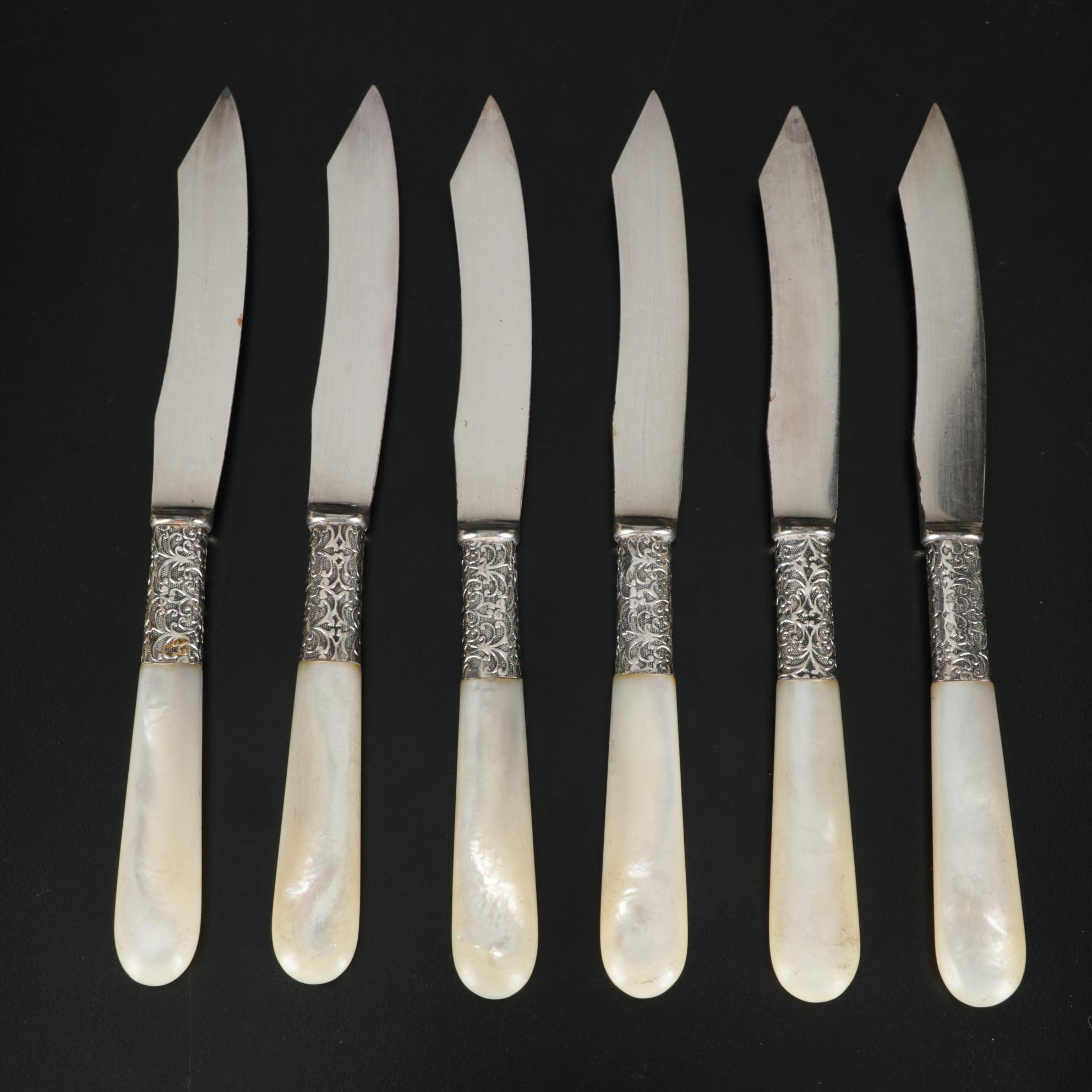 Victorian MOP Handled Fruit Knives and Other Tableware