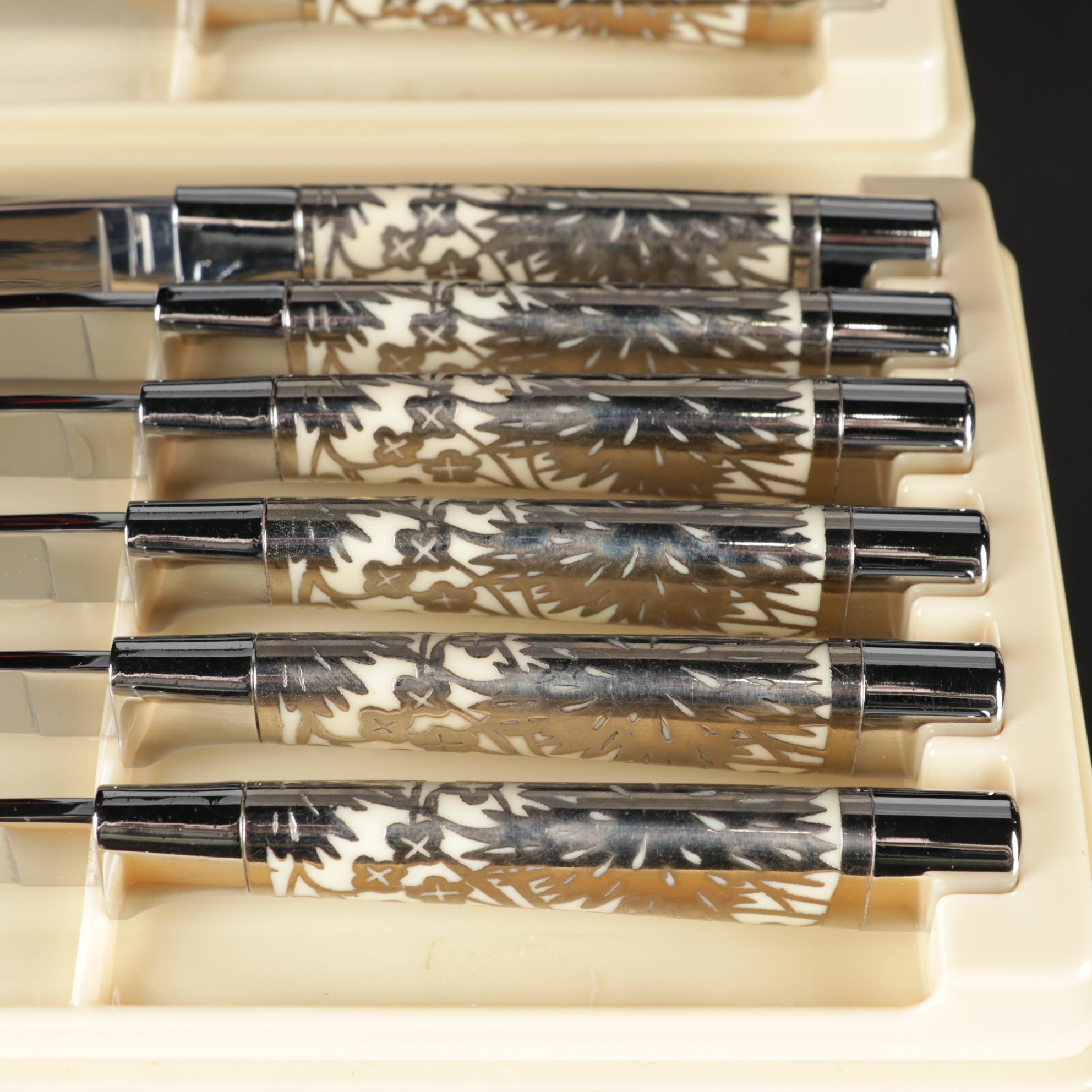 Victorian MOP Handled Fruit Knives and Other Tableware