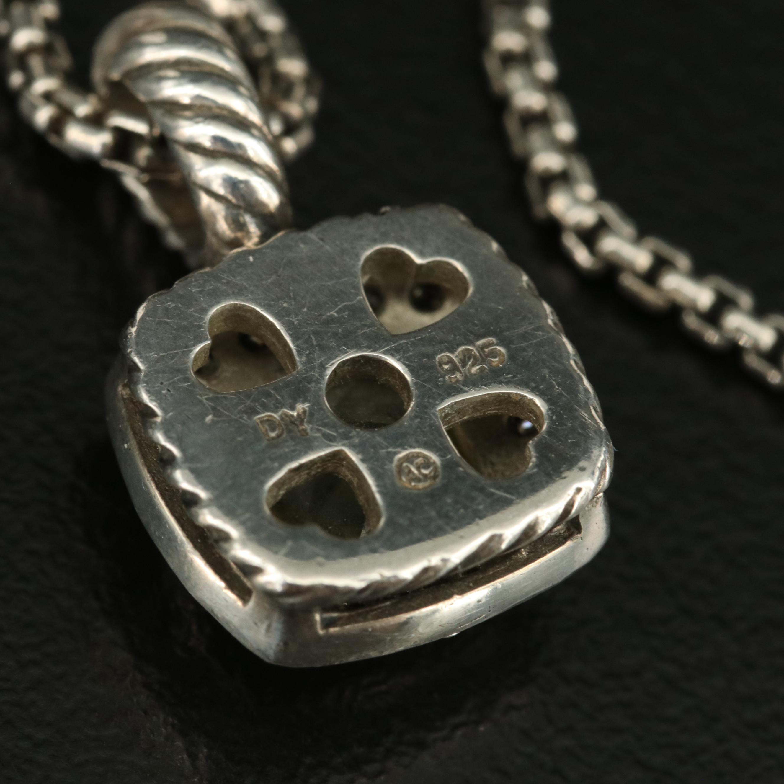 David Yurman Petite Albion Sterling Quartz and Diamond Pendant Necklace