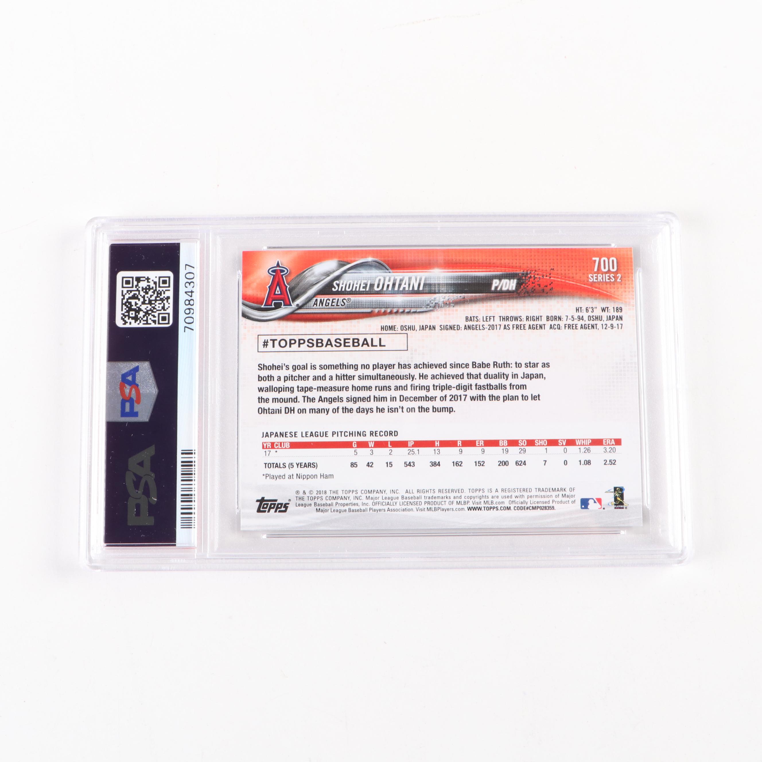 2018 Topps Series 2 Shohei Ohtani Rookie Card #700 Graded PSA 10 Gem Mint