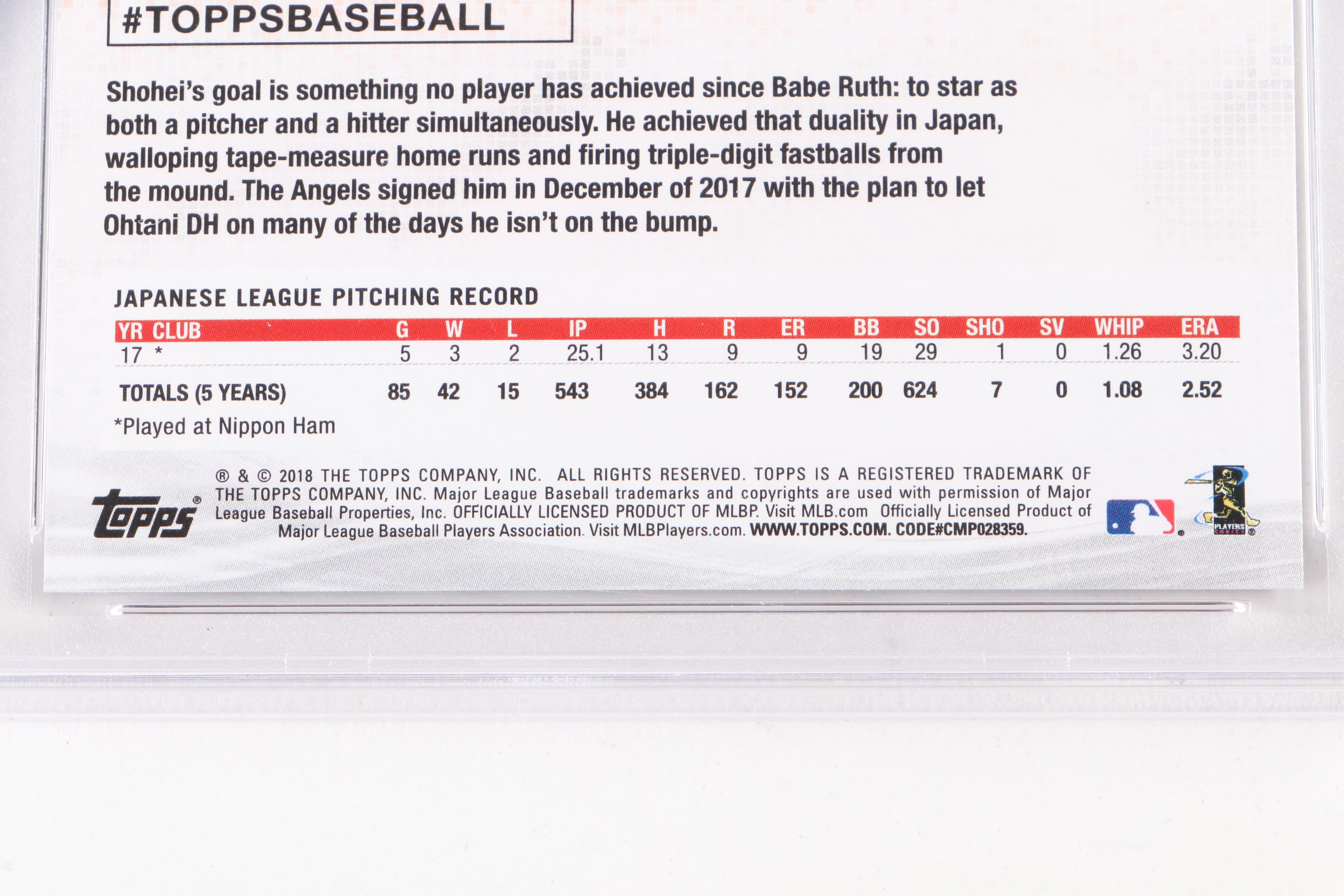 2018 Topps Series 2 Shohei Ohtani Rookie Card #700 Graded PSA 10 Gem Mint