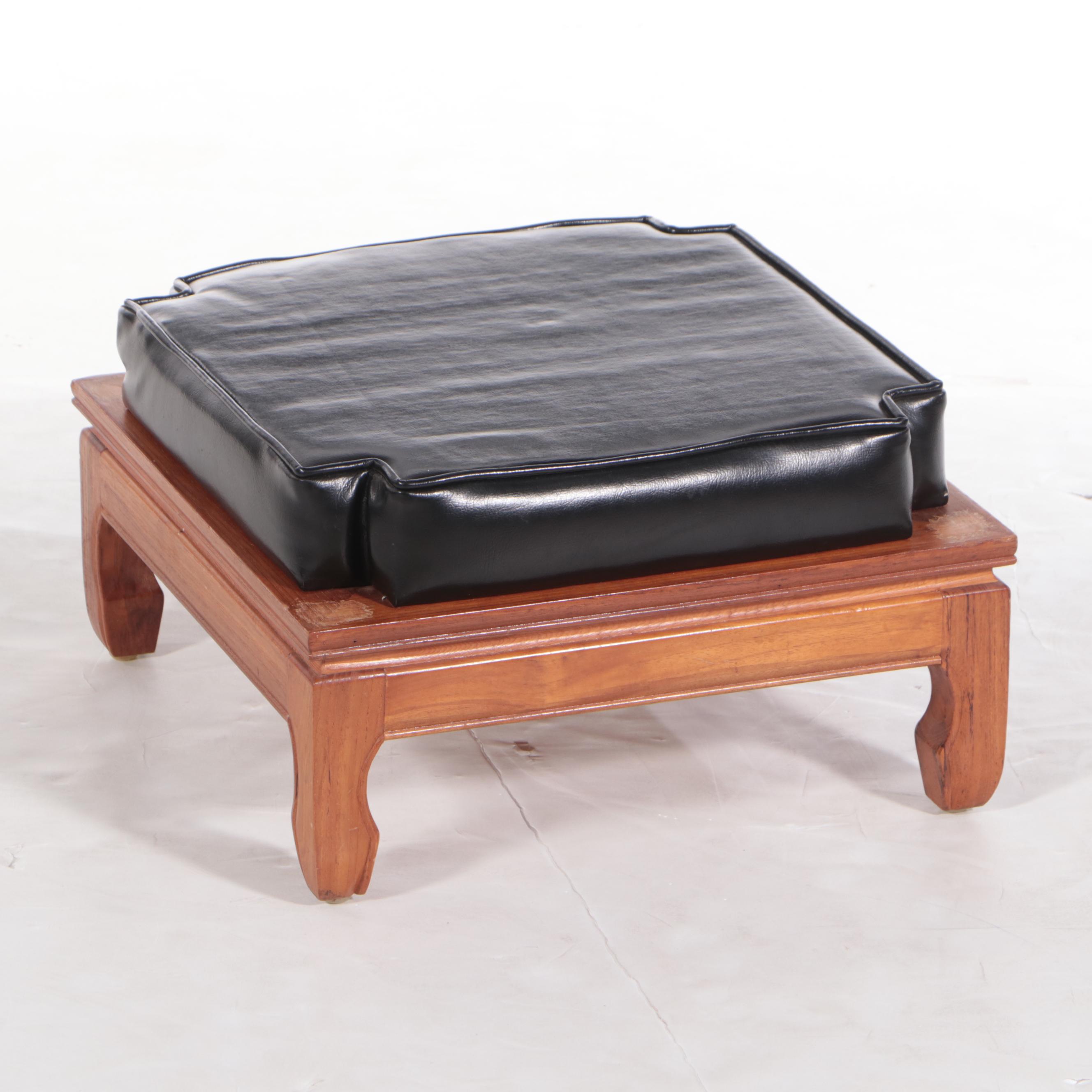 Vincent Yeh & Co. Mandarin Style Vinyl Upholstered Footstools, Mid-20th Century