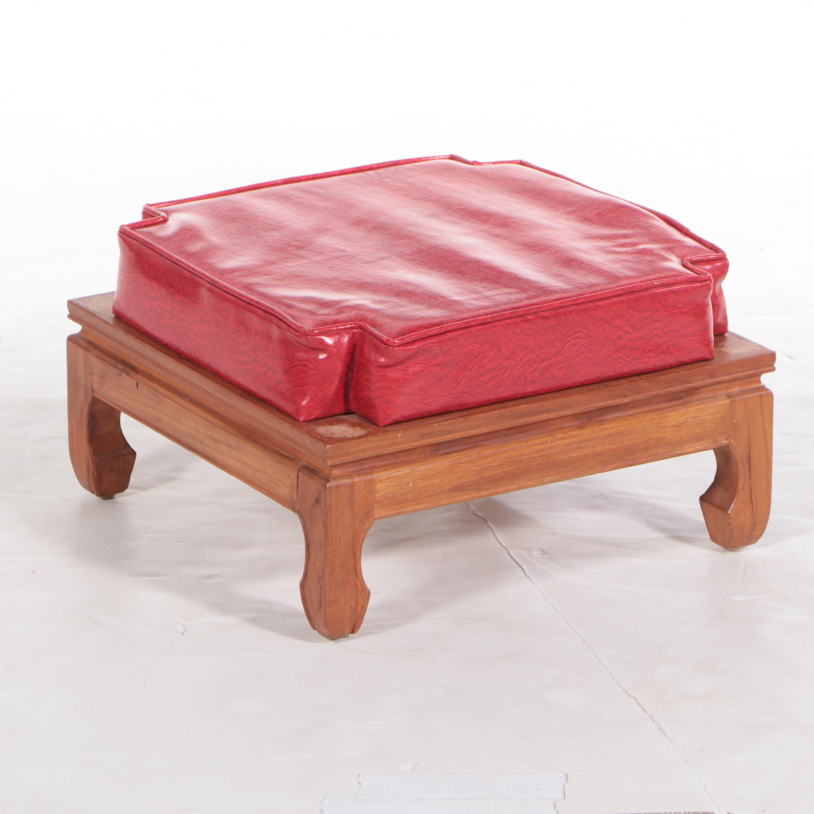 Vincent Yeh & Co. Mandarin Style Vinyl Upholstered Footstools, Mid-20th Century