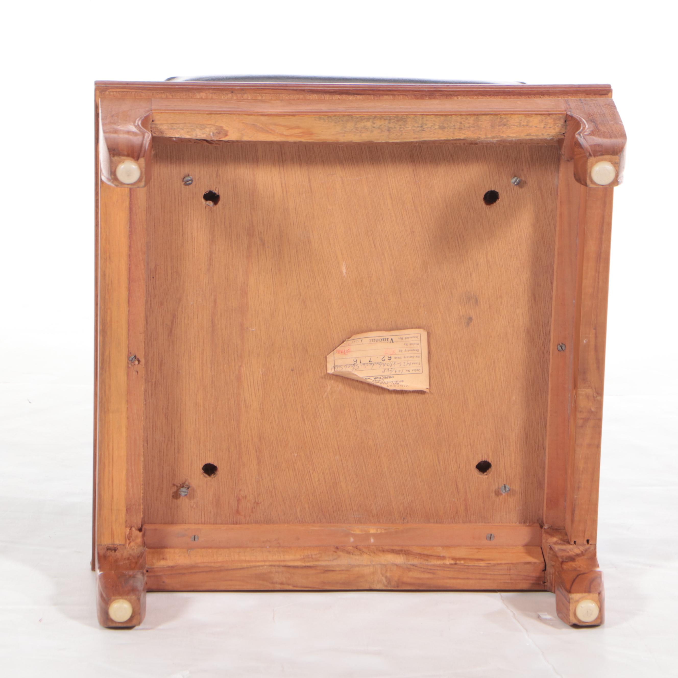 Vincent Yeh & Co. Mandarin Style Vinyl Upholstered Footstools, Mid-20th Century