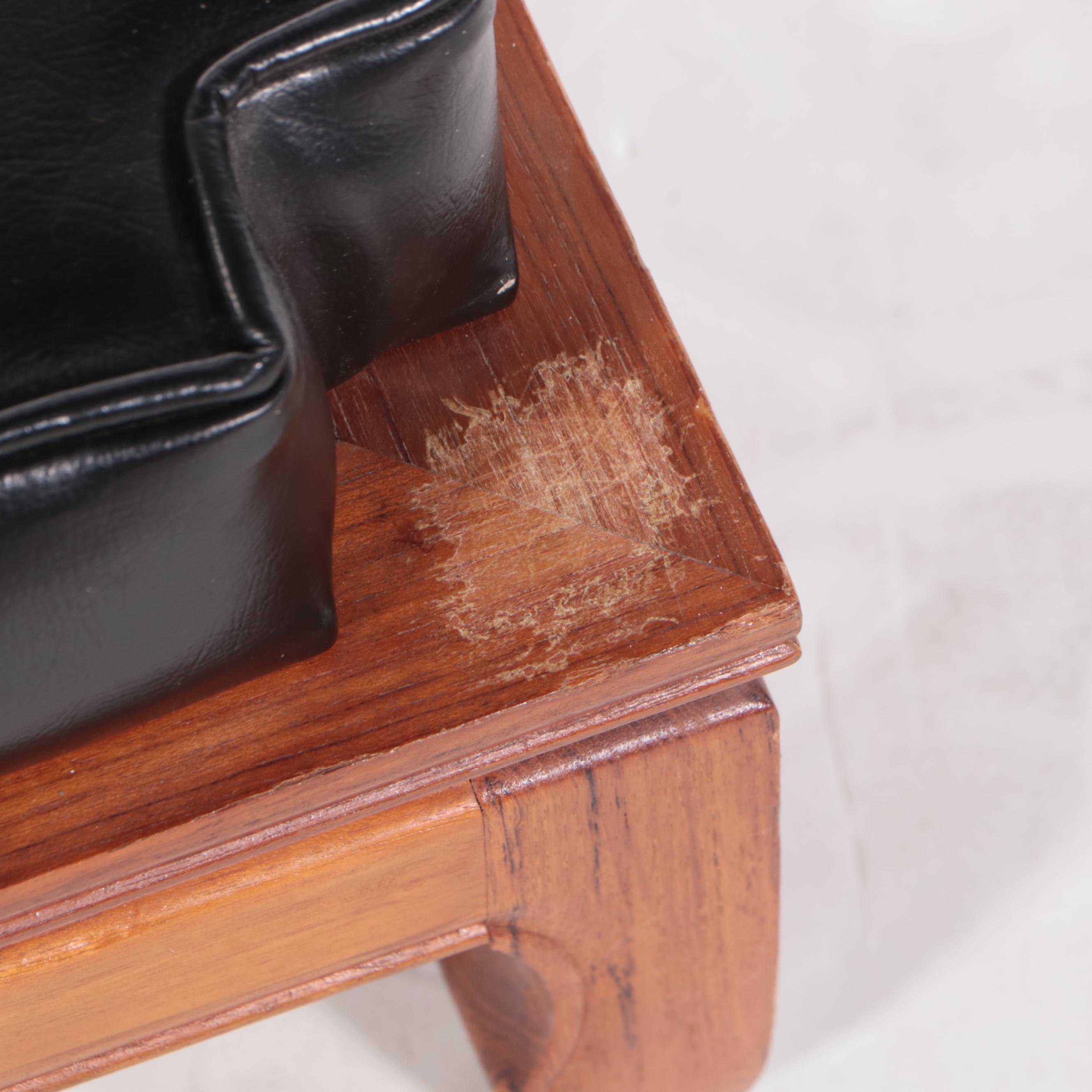 Vincent Yeh & Co. Mandarin Style Vinyl Upholstered Footstools, Mid-20th Century