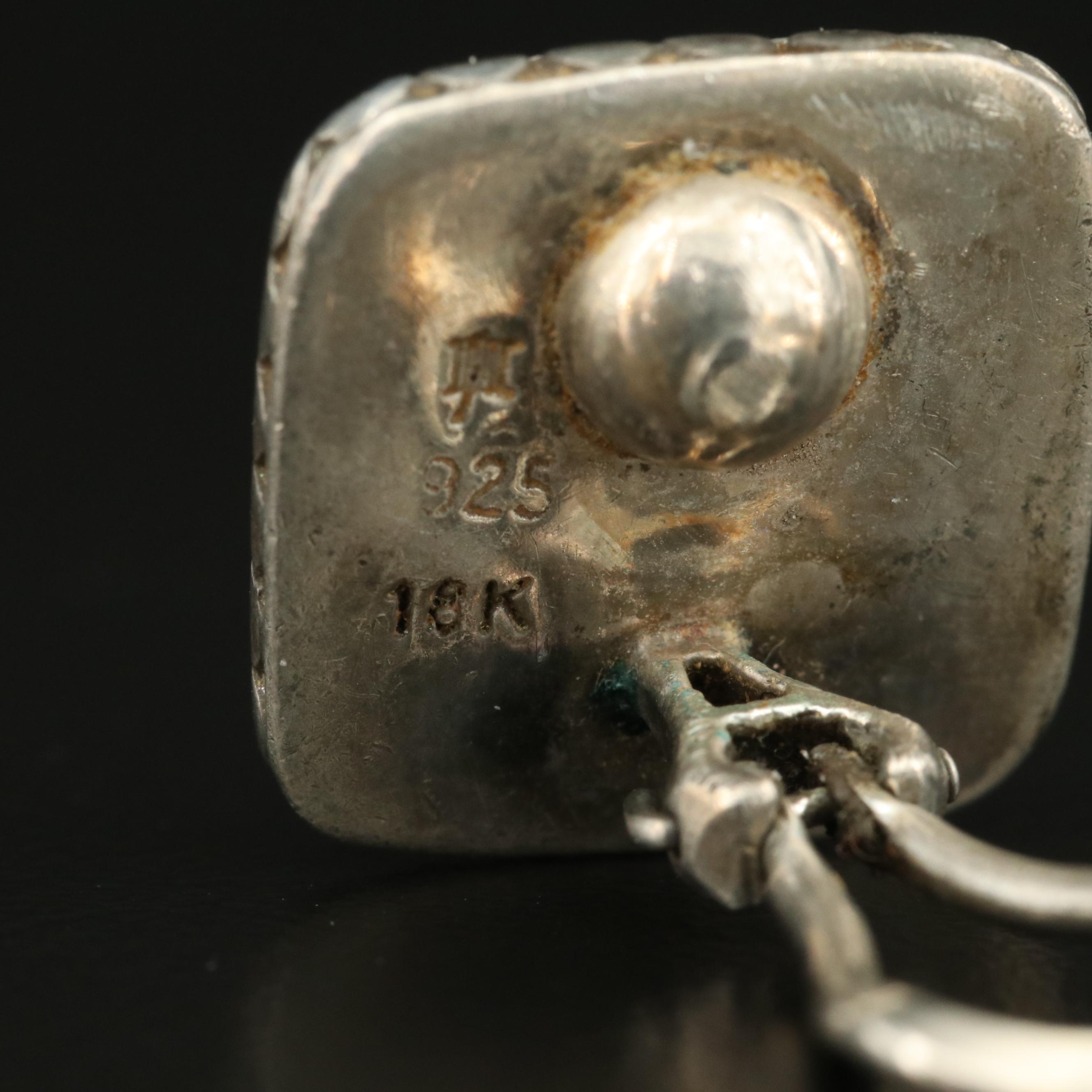 John Hardy Sterling Square Dot Earrings with 18K Accent