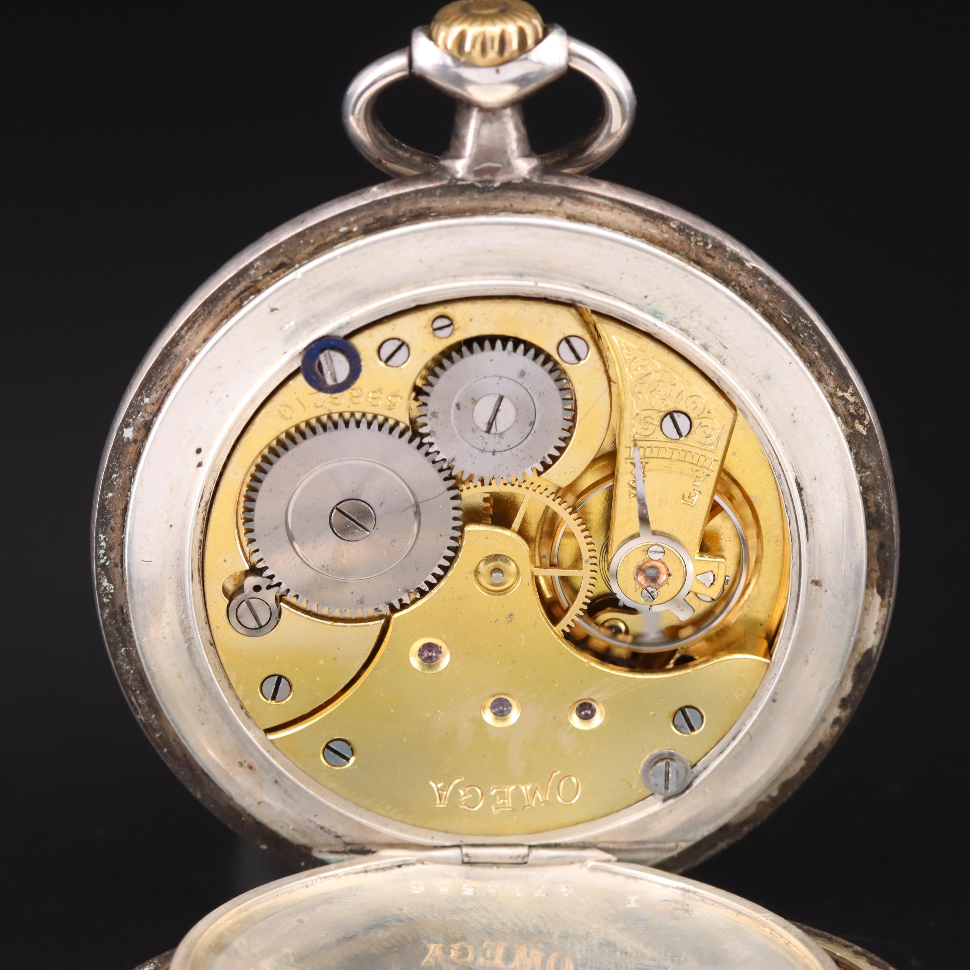 1908 Omega Medana Sterling Pocket Watch