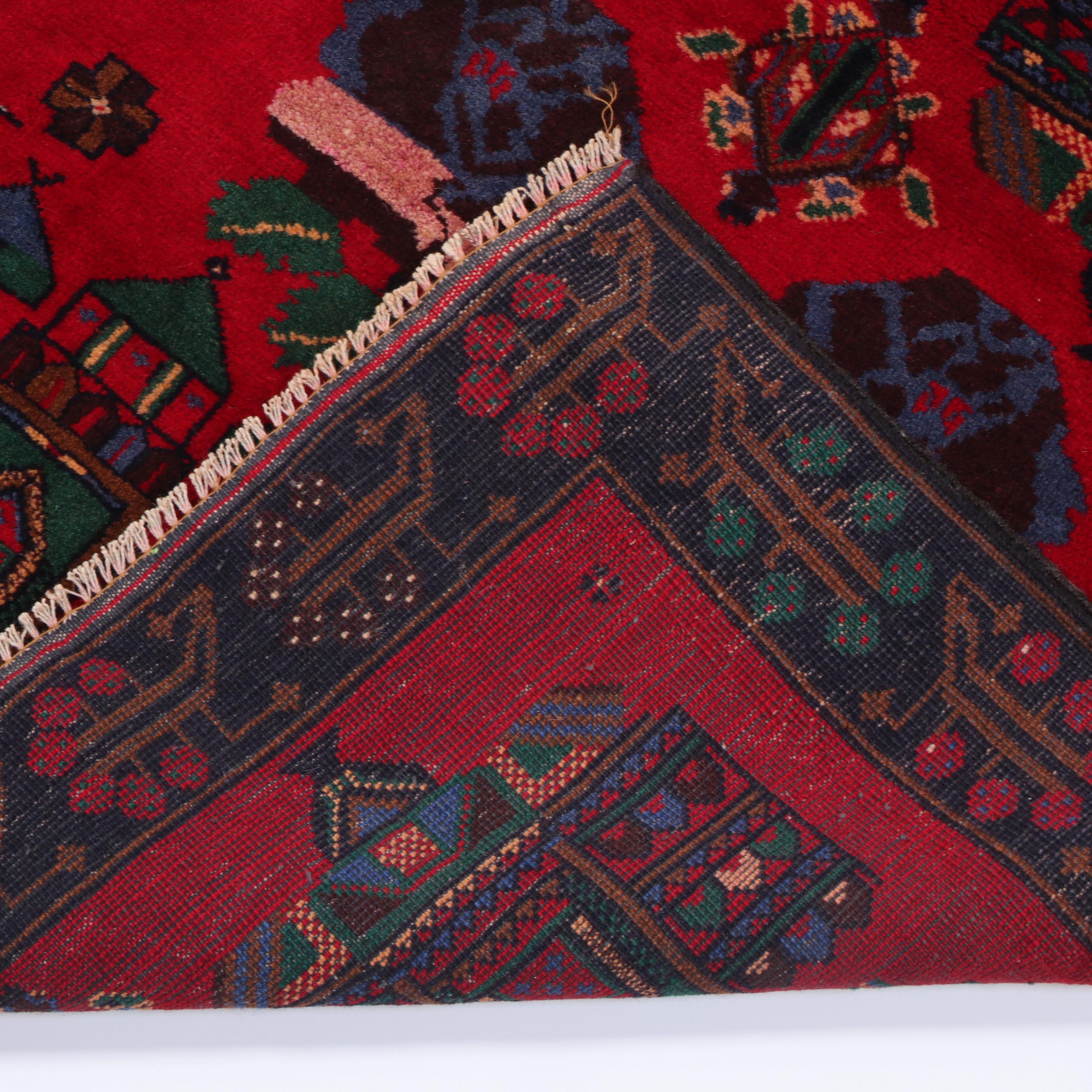 2'11 x 5'1 Hand-Knotted Afghan Village Pictorial Accent Rug