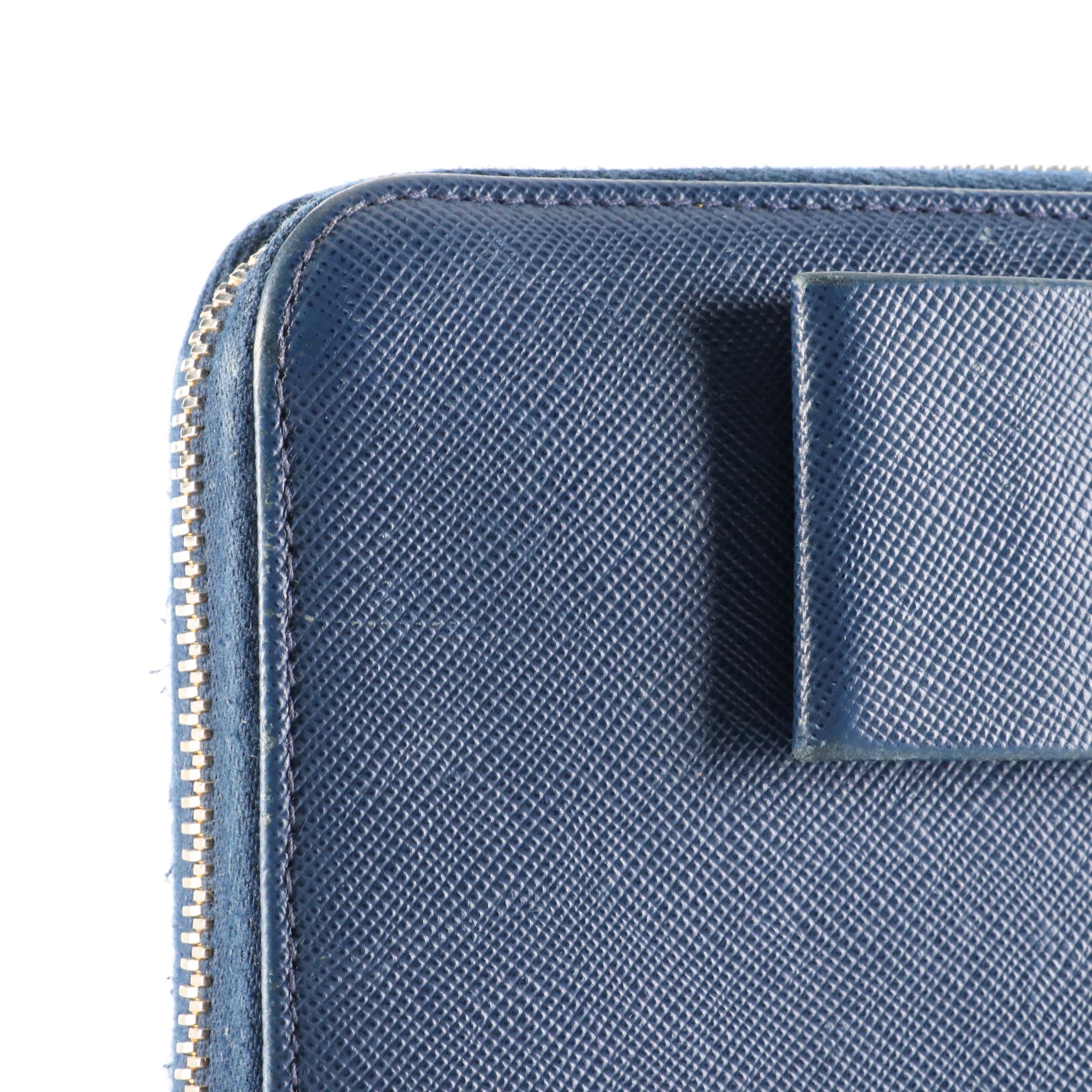 Prada Saffiano Leather Zip Wallet with Flat Bow