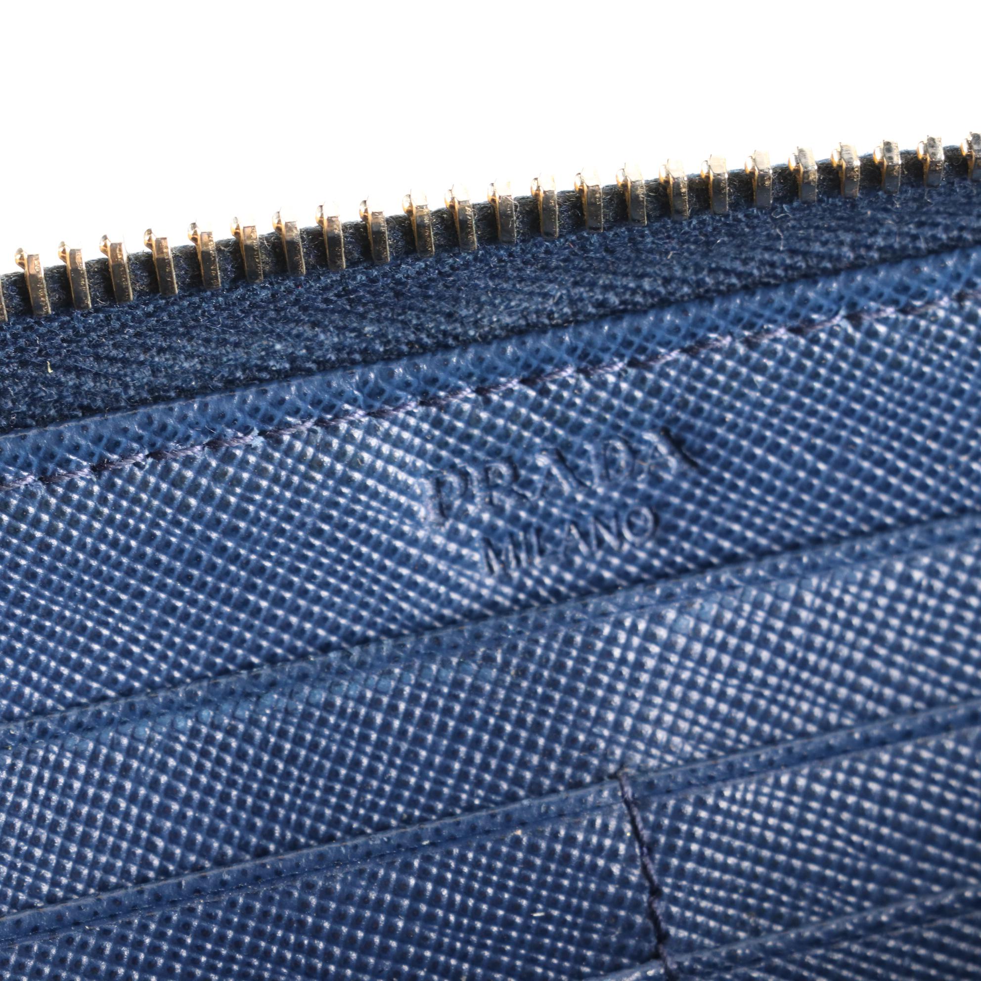 Prada Saffiano Leather Zip Wallet with Flat Bow