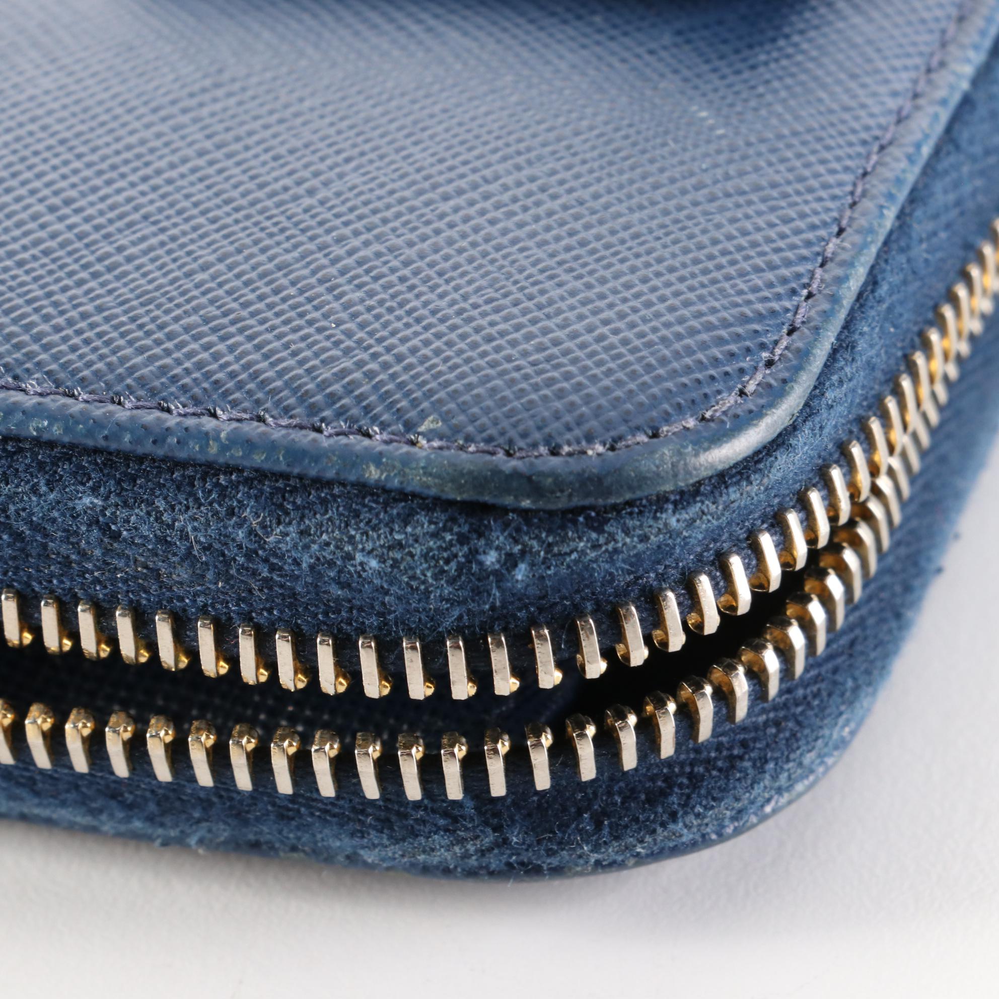 Prada Saffiano Leather Zip Wallet with Flat Bow