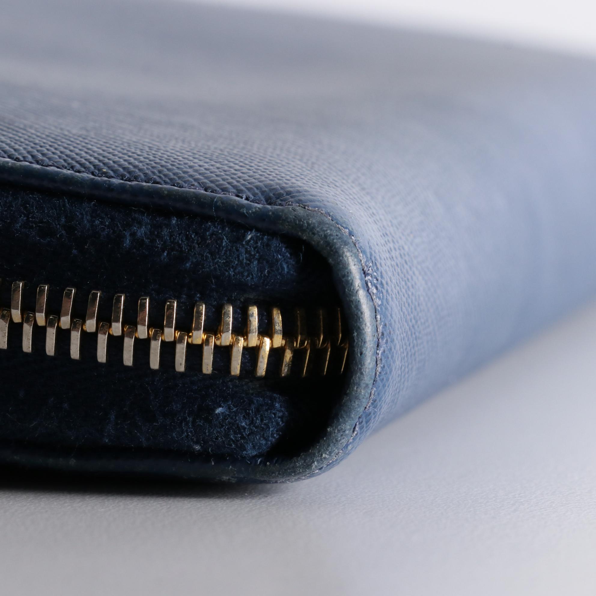 Prada Saffiano Leather Zip Wallet with Flat Bow