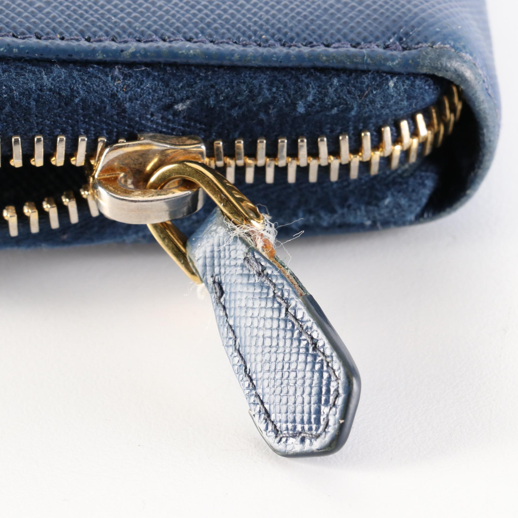 Prada Saffiano Leather Zip Wallet with Flat Bow