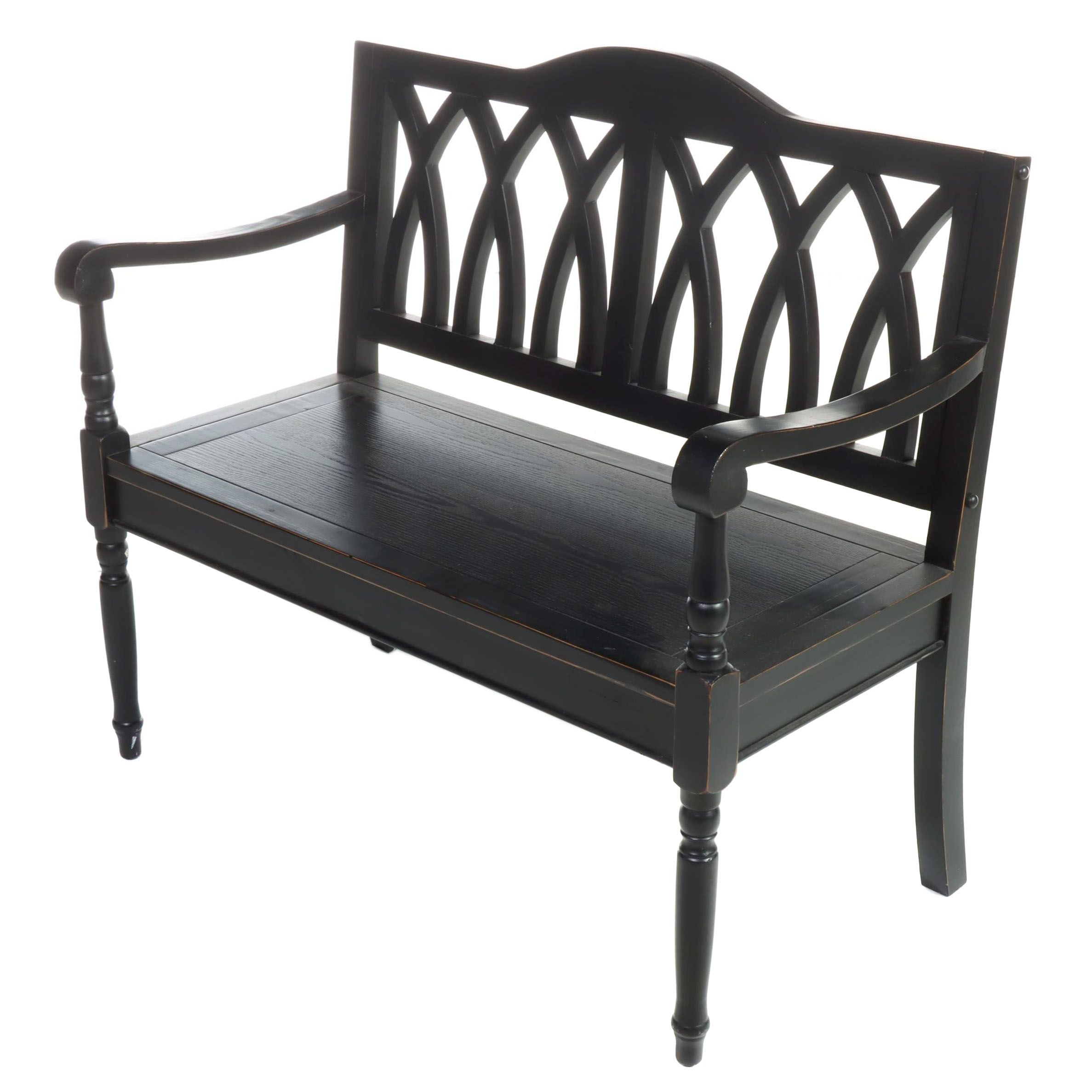 Contemporary Ebonized Wood Settee