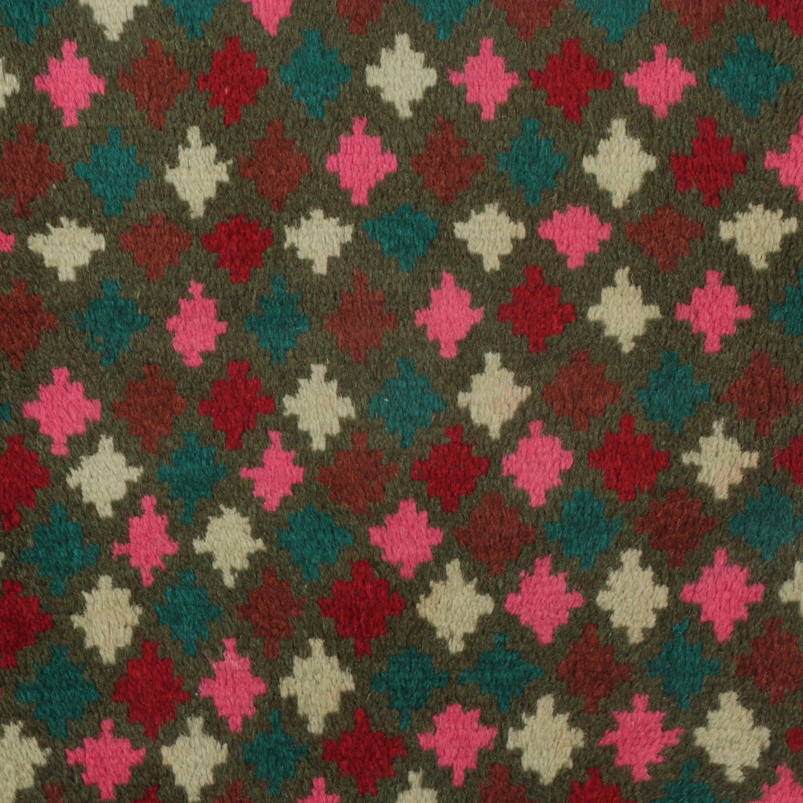 2'2 x 2'11 Hand-Knotted Afghan Baluch Accent Rug