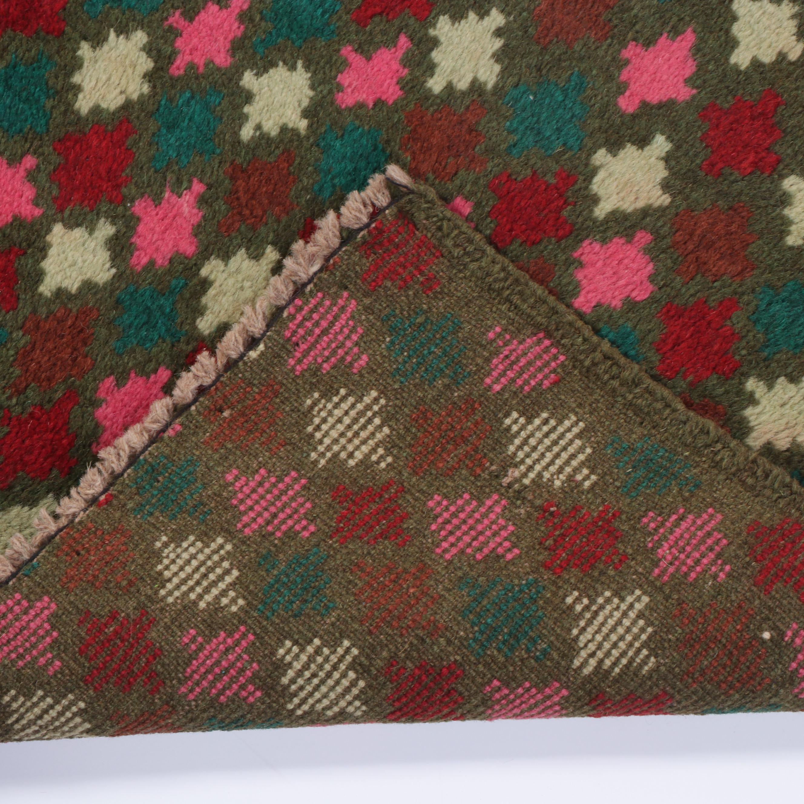 2'2 x 2'11 Hand-Knotted Afghan Baluch Accent Rug