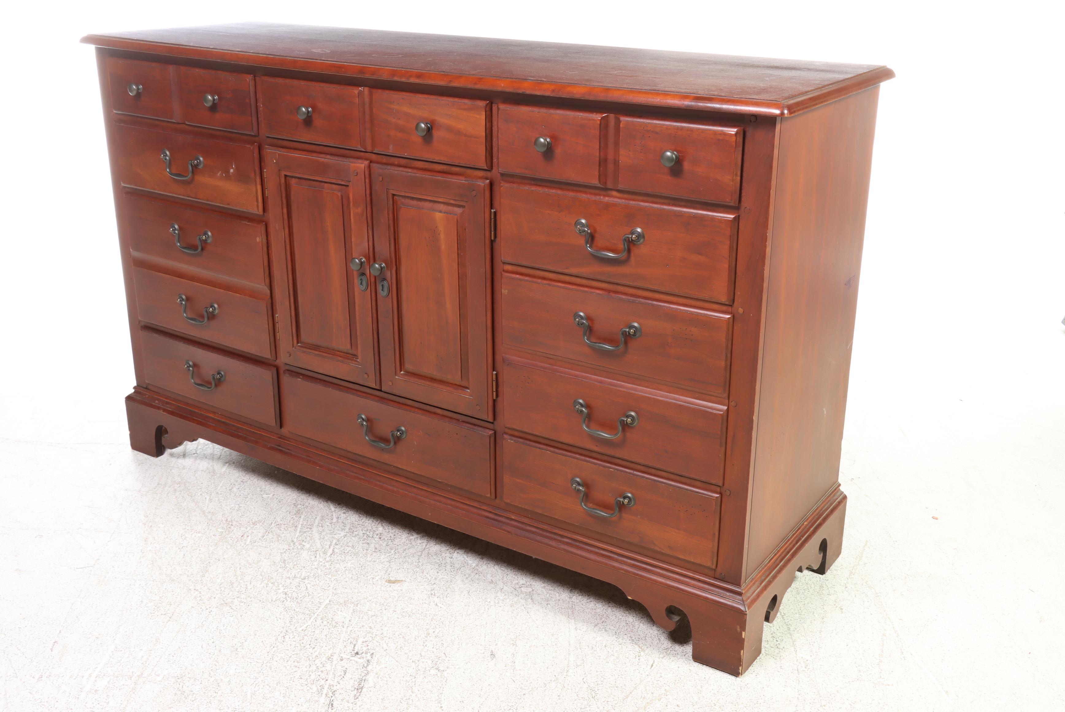 Federal Style Cherrywood-Stained Twelve-Drawer Chest, Late 20th Century