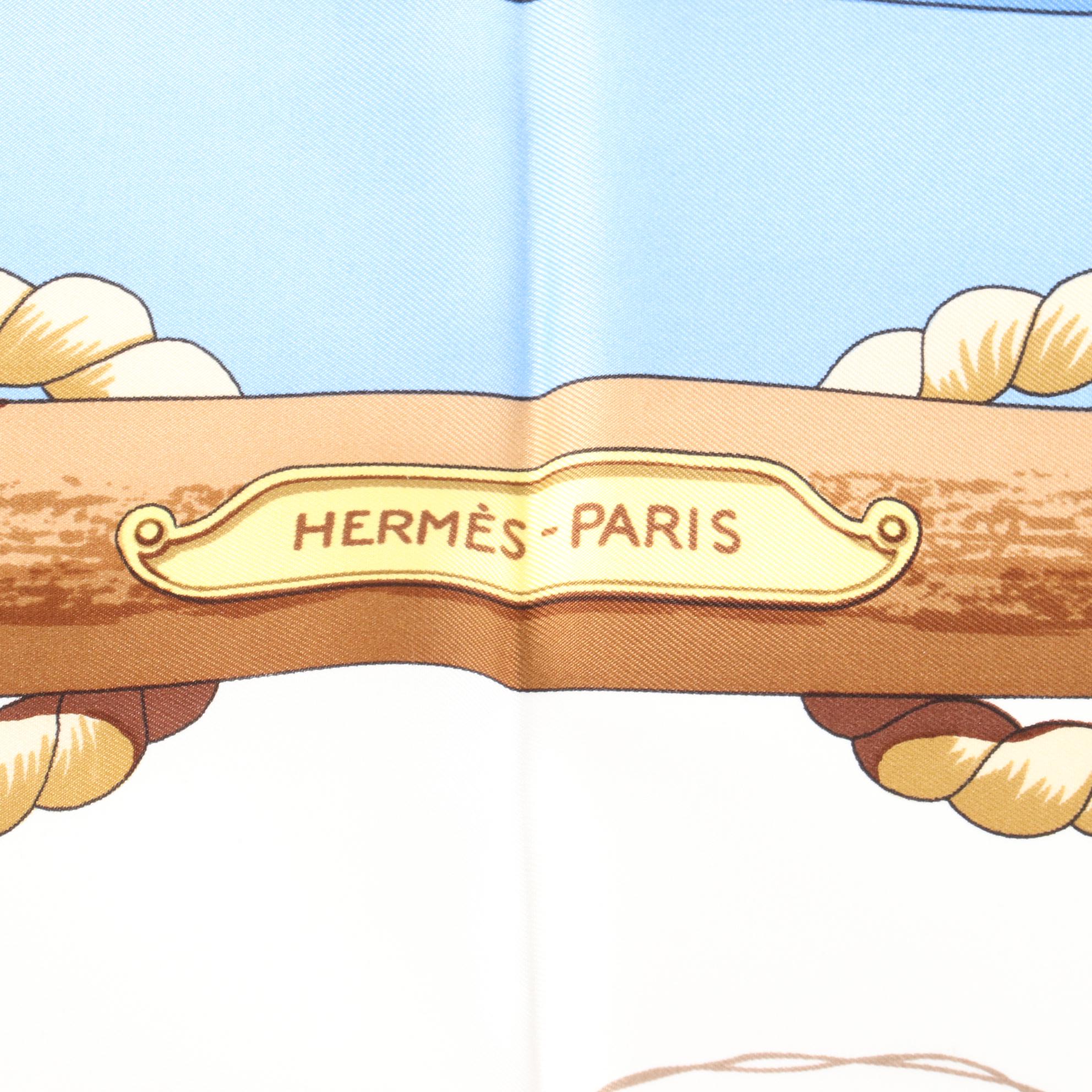 Hermès "Tribord" Silk Twill Scarf 90