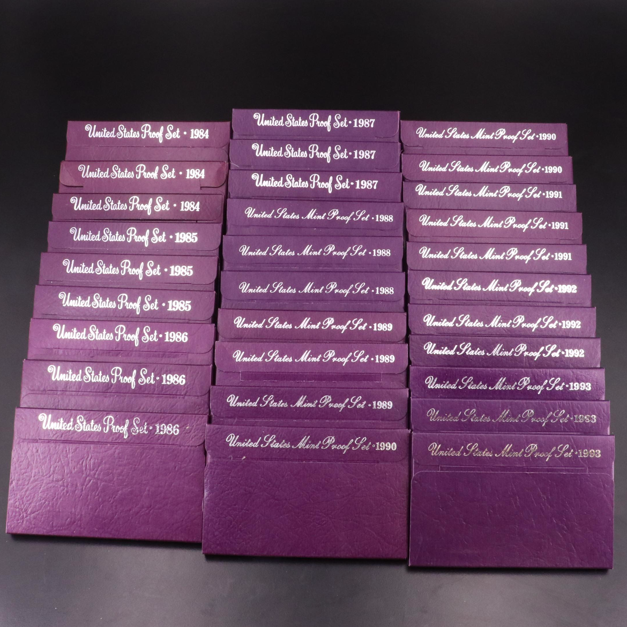 Thirty Modern U.S. Mint Proof Sets, Late 20th Century
