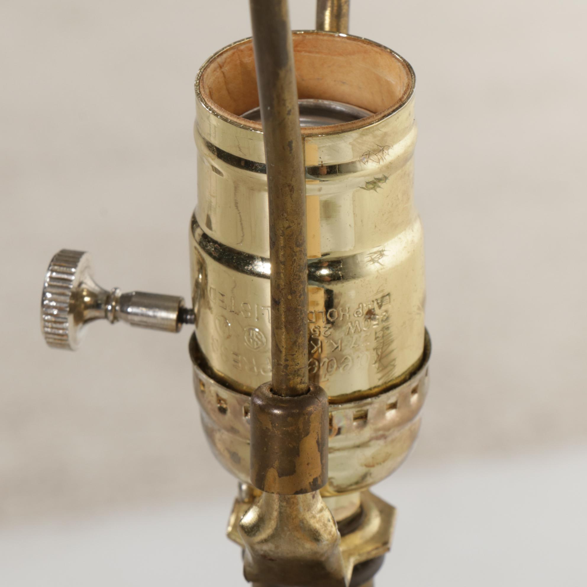 Italianate Mid Century Floral Tole Table Lamp With Drum Shade