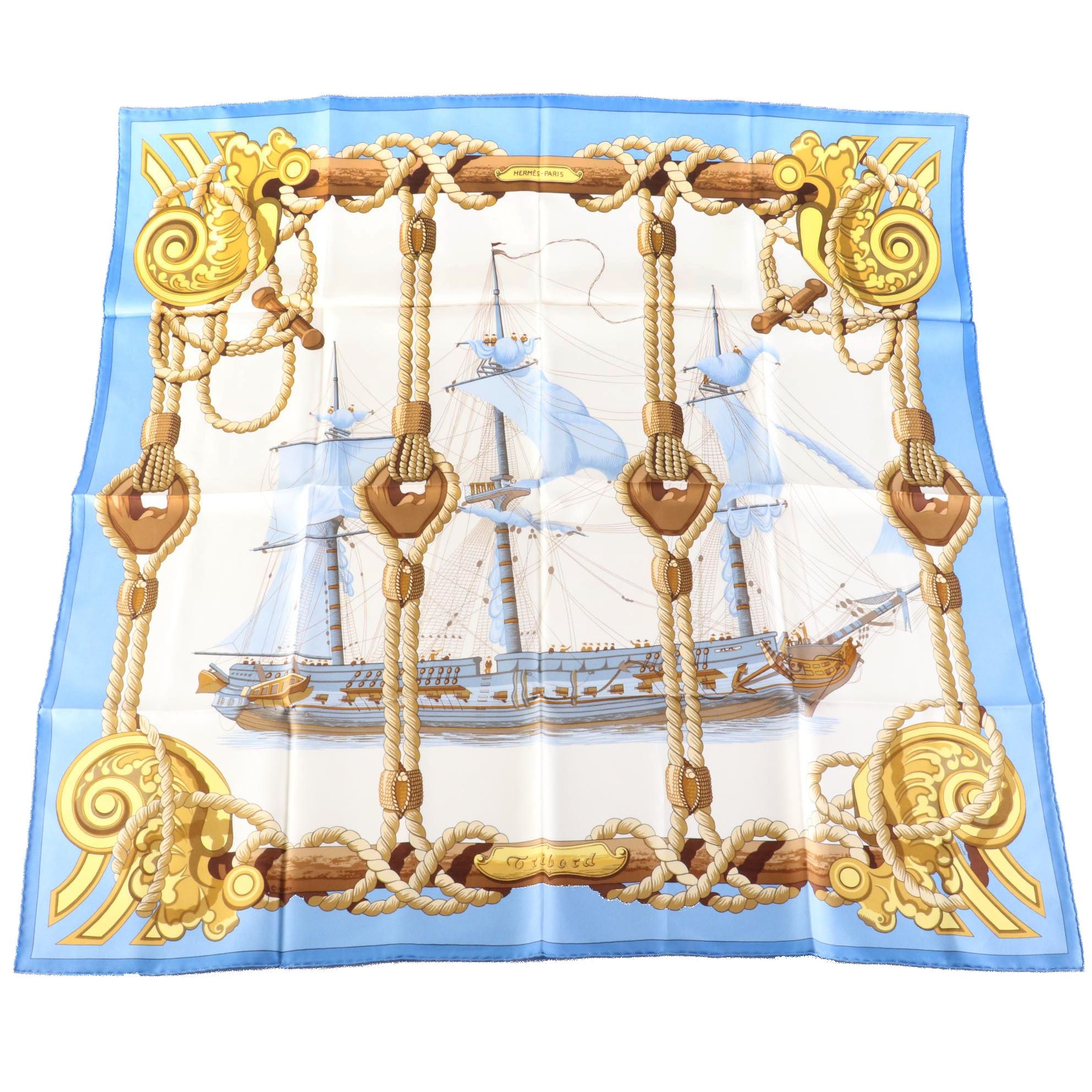 Hermès "Tribord" Silk Twill Scarf 90