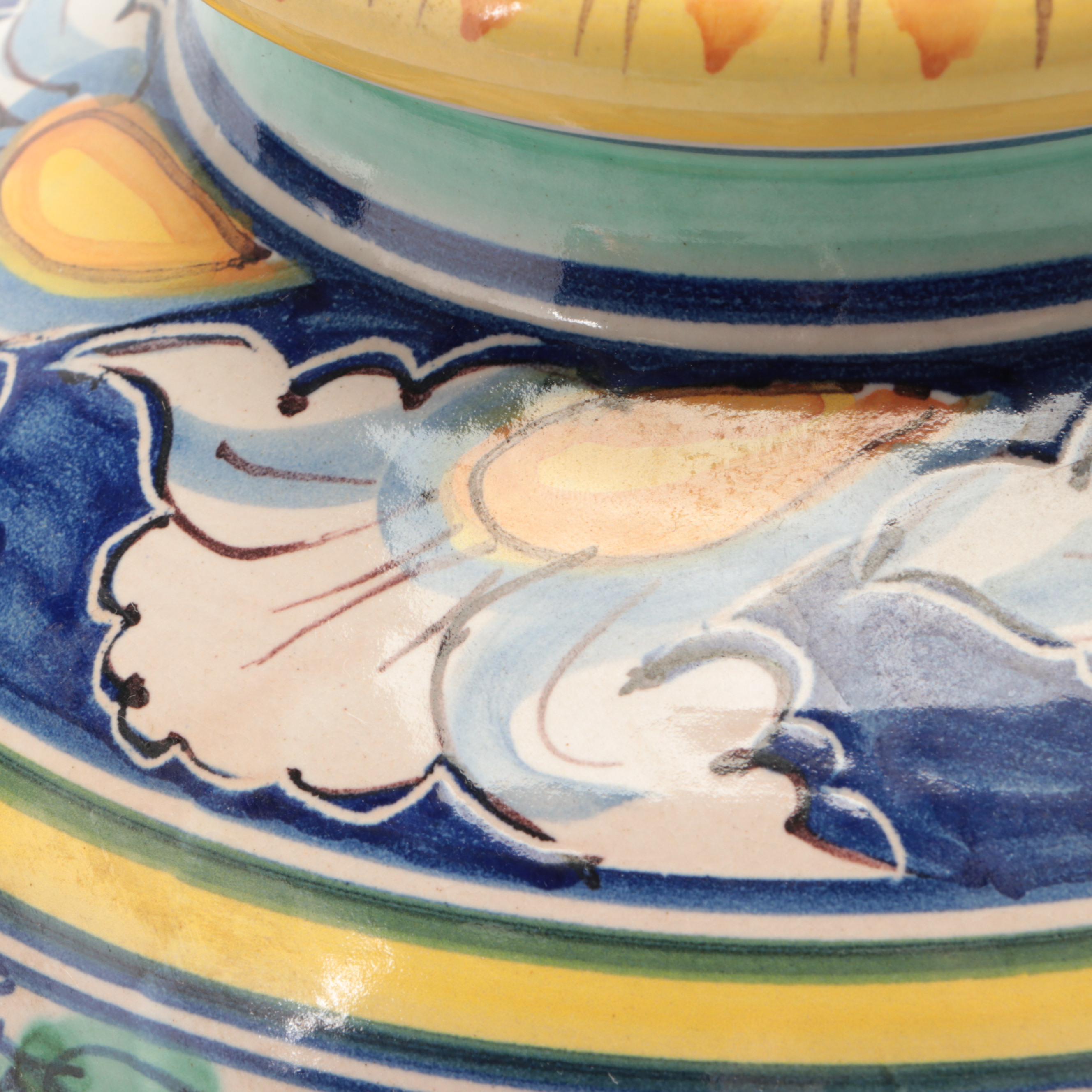 Italian Faïence Hand-Painted Lemon Motif Vase