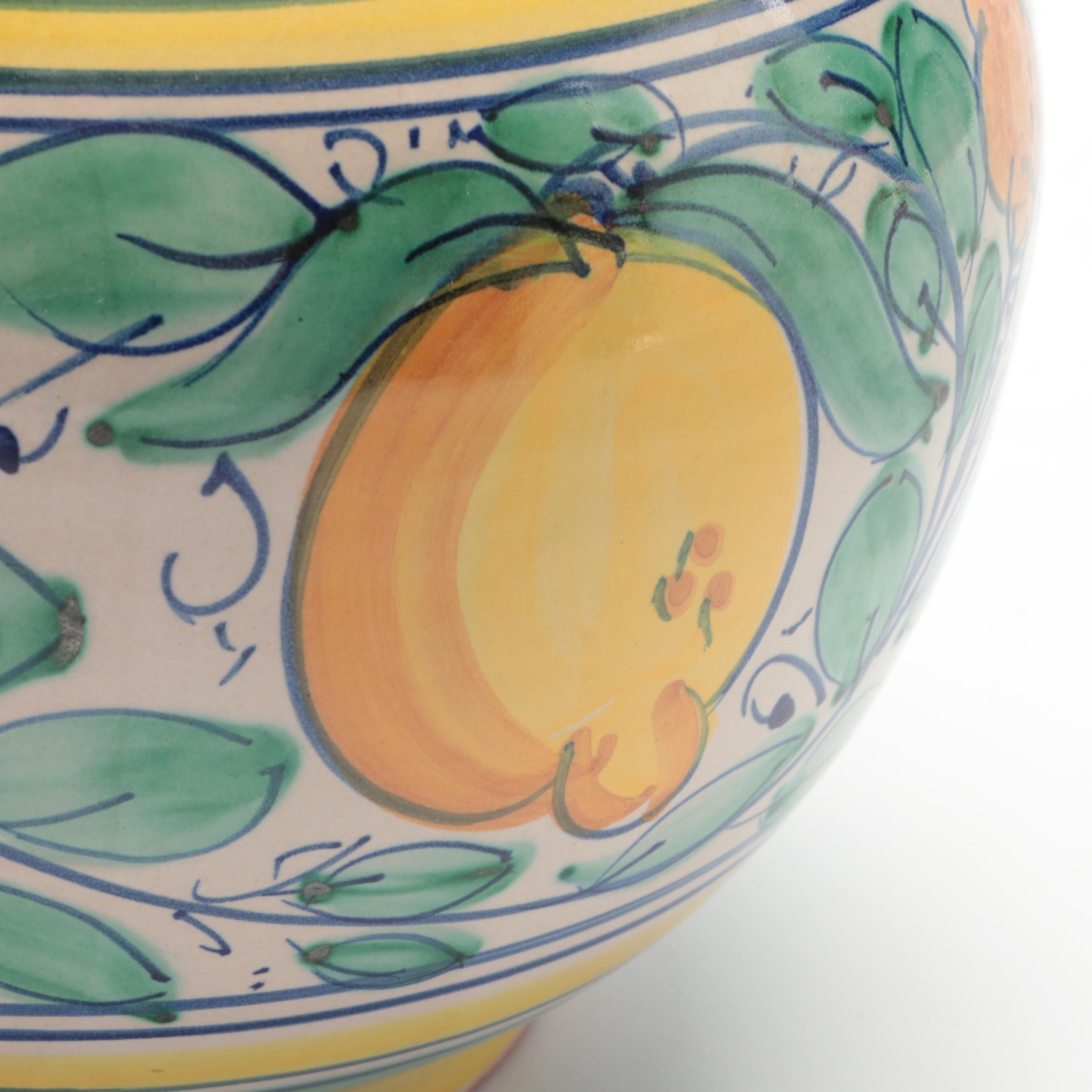 Italian Faïence Hand-Painted Lemon Motif Vase