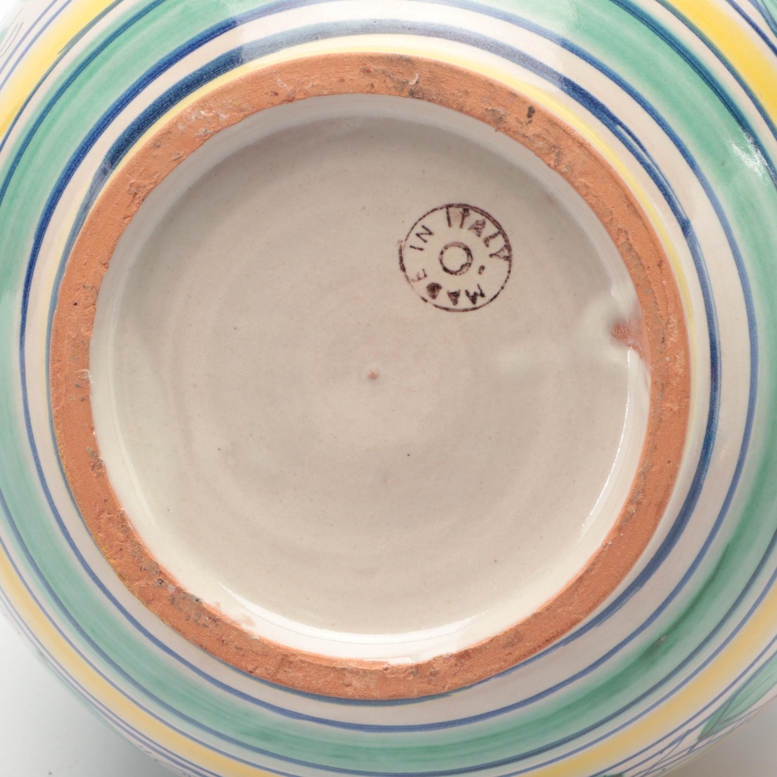 Italian Faïence Hand-Painted Lemon Motif Vase