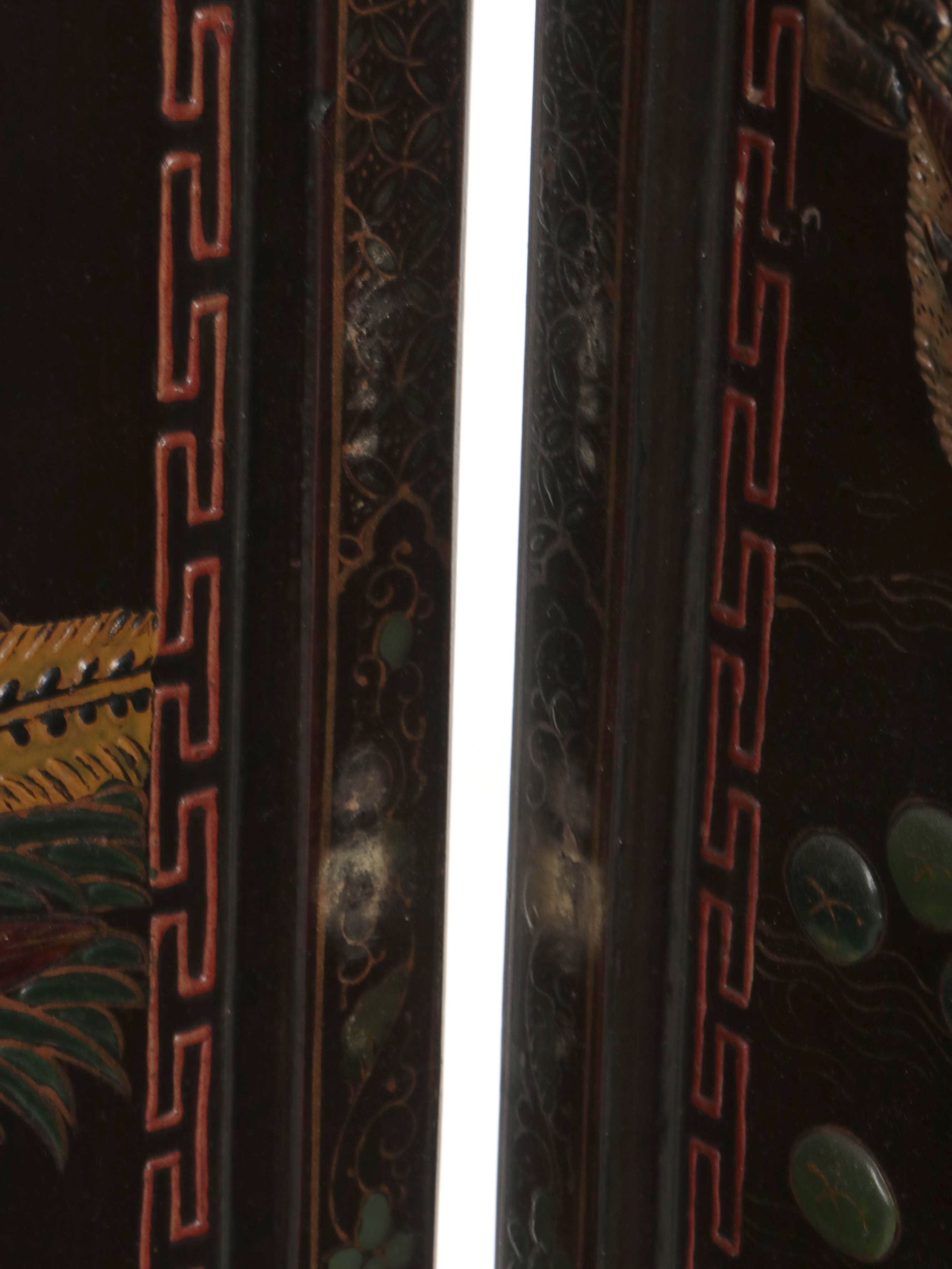 Chinese Lacquered, Carved and Painted Room Screen